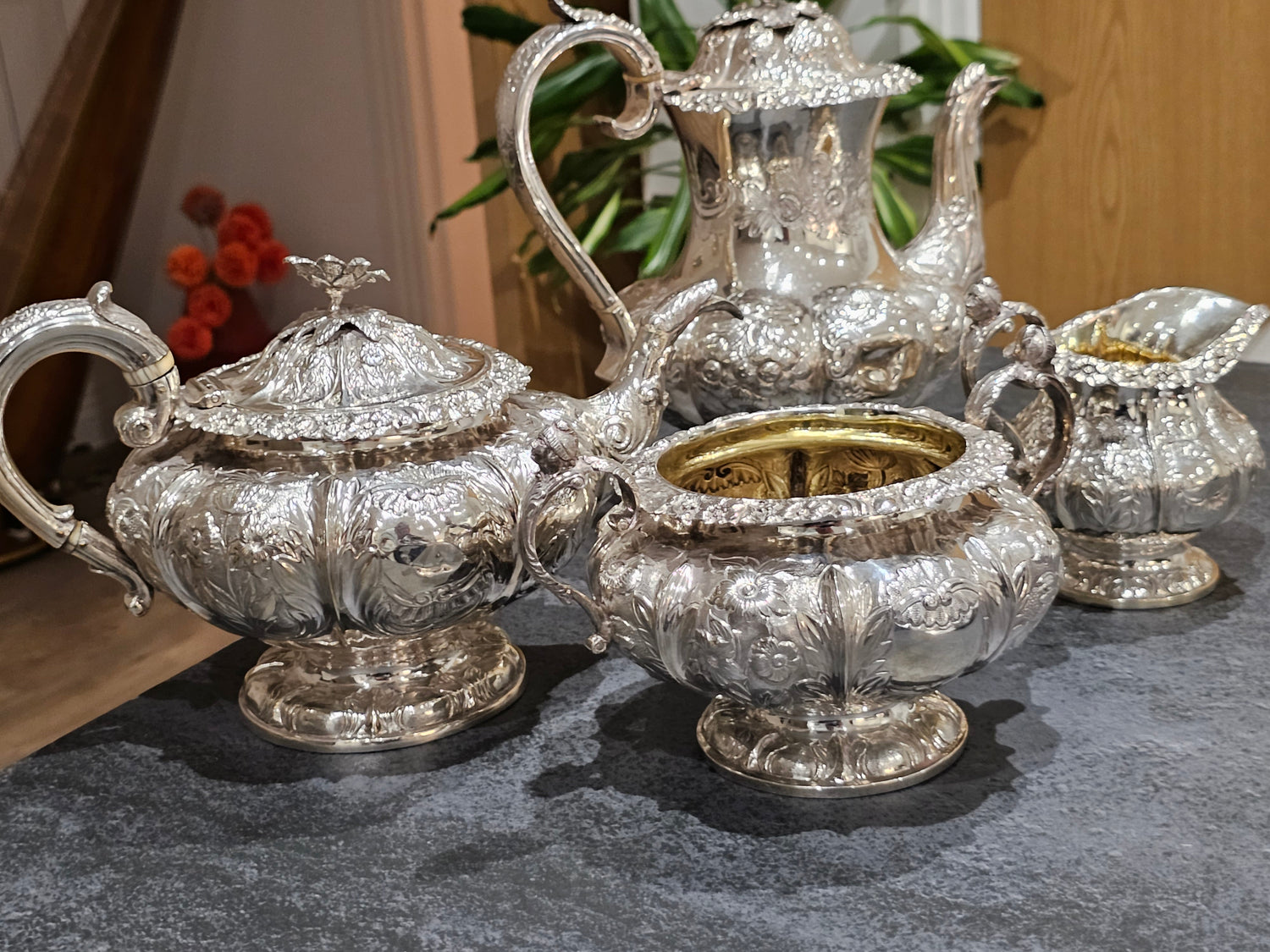 Stunning Four Piece William IV Solid Silver Tea Service 85ozt Lon 1833 - Lee Sherman Antiques
