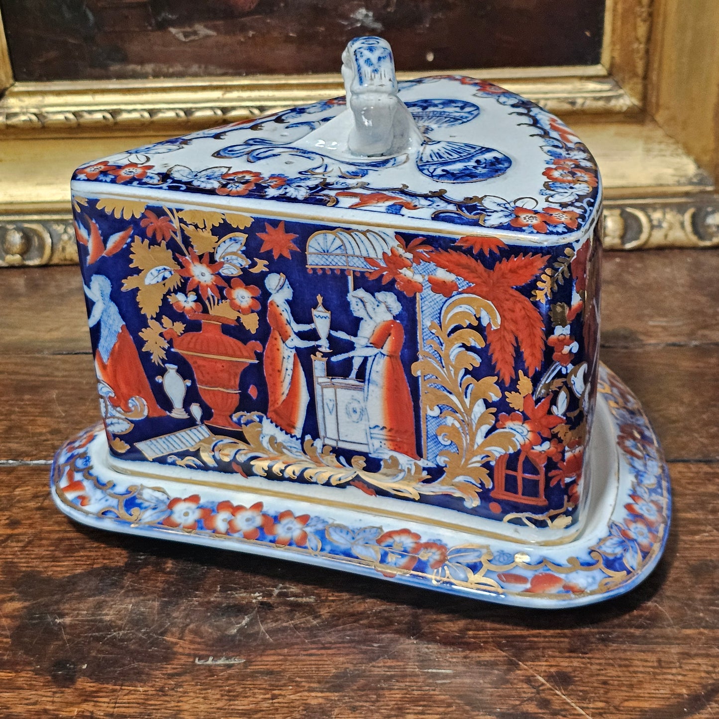 A Victorian Staffordshire Pottery Cheese Wedge And Stand