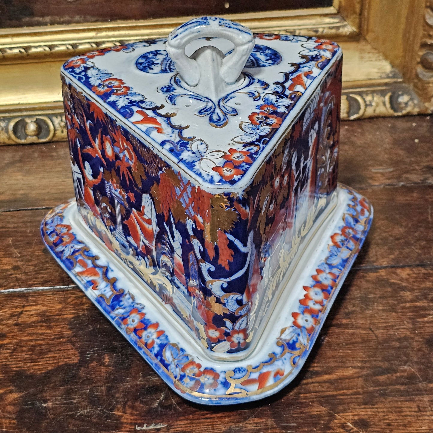 A Victorian Staffordshire Pottery Cheese Wedge And Stand