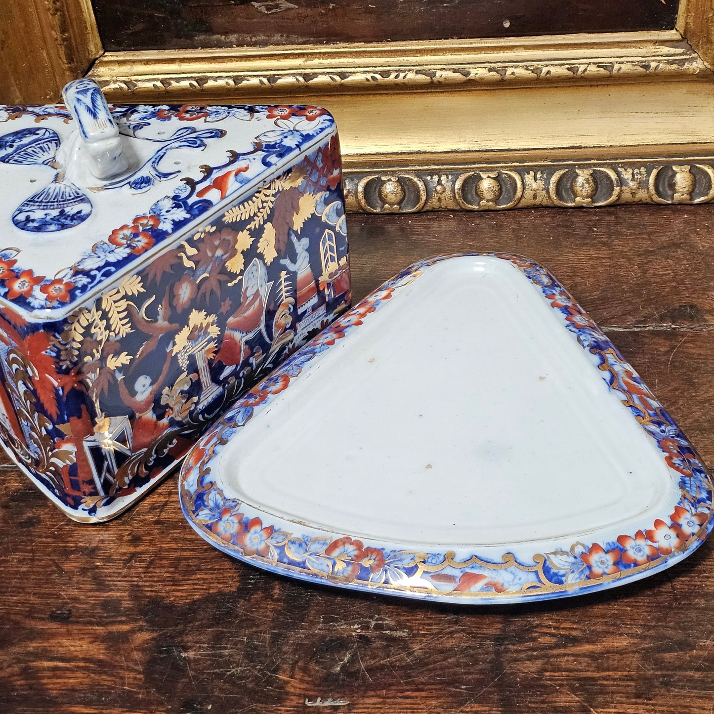 A Victorian Staffordshire Pottery Cheese Wedge And Stand