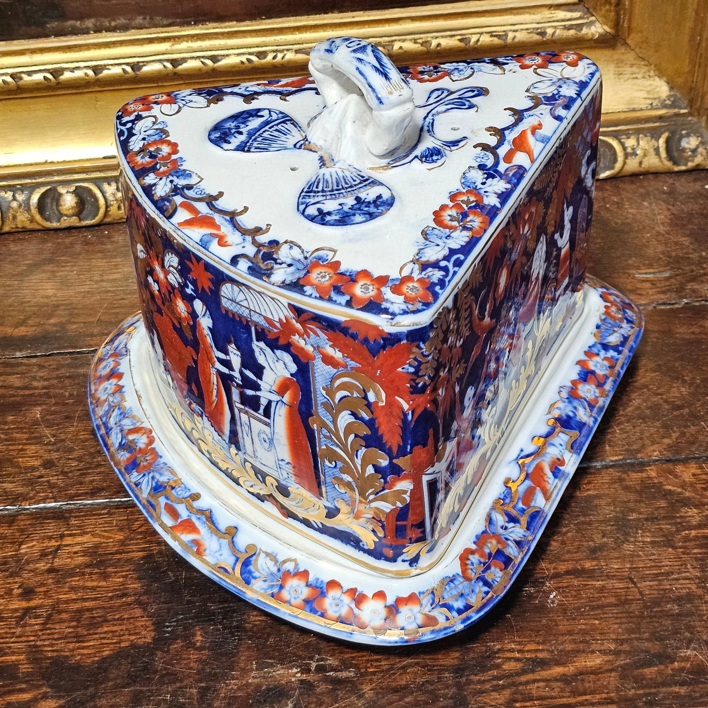 A Victorian Staffordshire Pottery Cheese Wedge And Stand