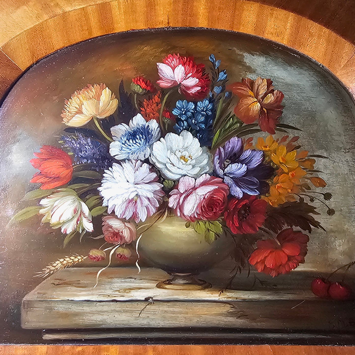 Fine Decorative Pair Of Still Life Oils By E.M.Ball On Panel C1920s