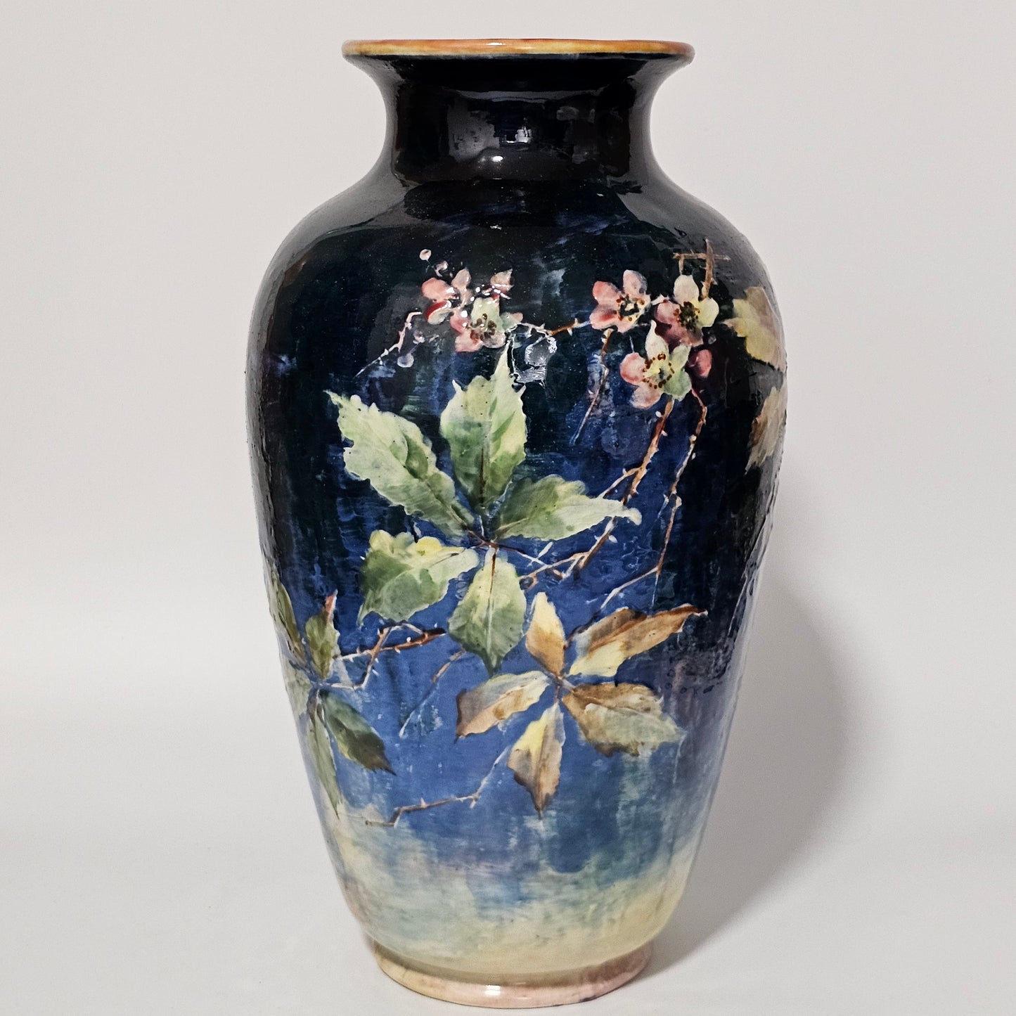 Exceptional Rare Large Bretby Art Pottery Impasto Floral Vase c1895 - Signed 'Trivett'