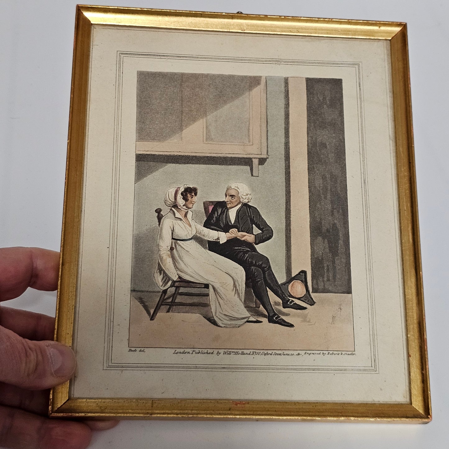 Delightful Regency Engraved Scene of a Courting Couple Published by William Holland (1757 - 1834)