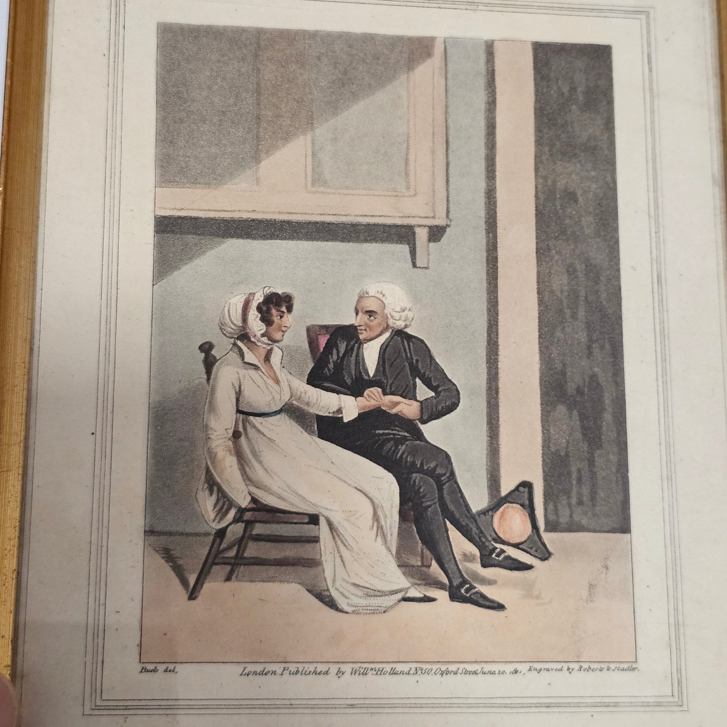 Delightful Regency Engraved Scene of a Courting Couple Published by William Holland (1757 - 1834)
