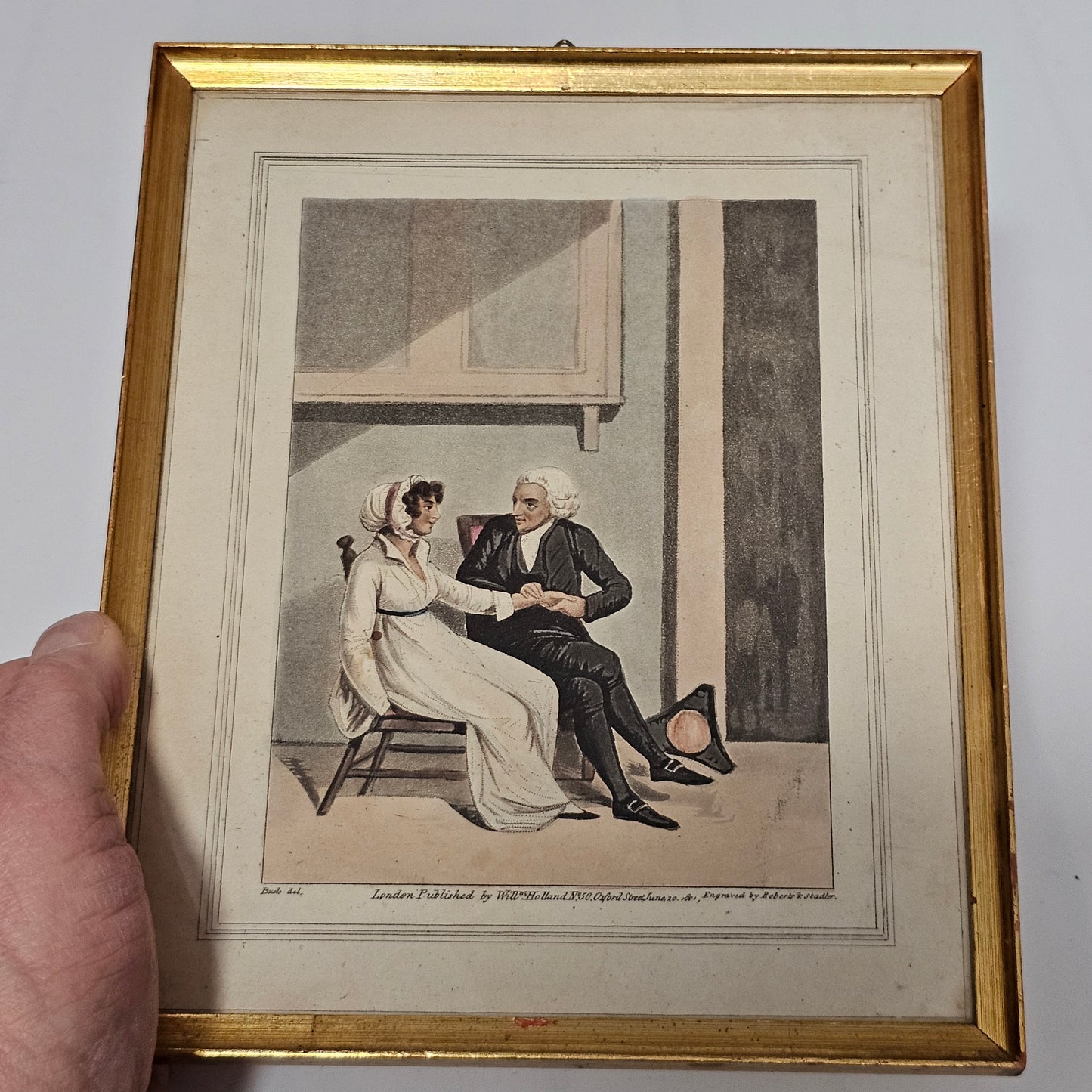 Delightful Regency Engraved Scene of a Courting Couple Published by William Holland (1757 - 1834)