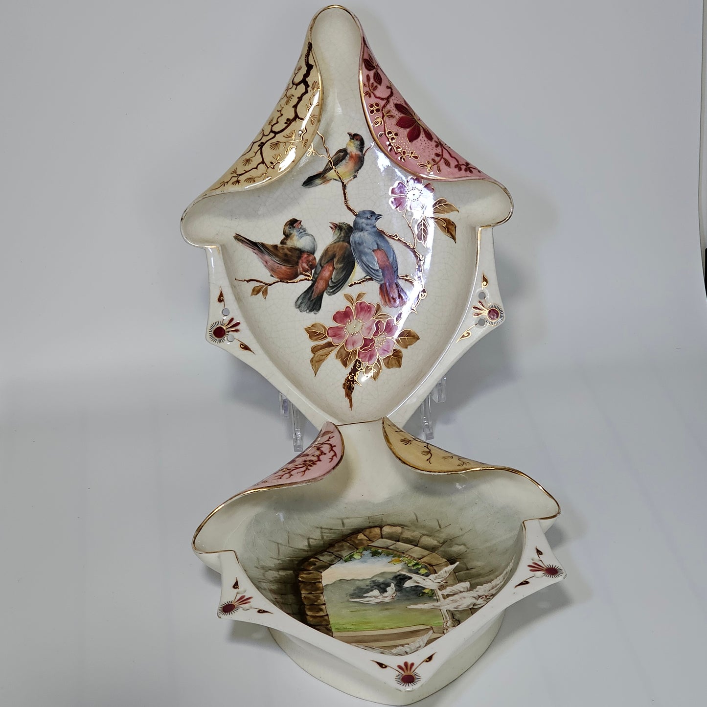 Super Large Pair 19thc Zsolnay/Fisher Wall Vases 35cm