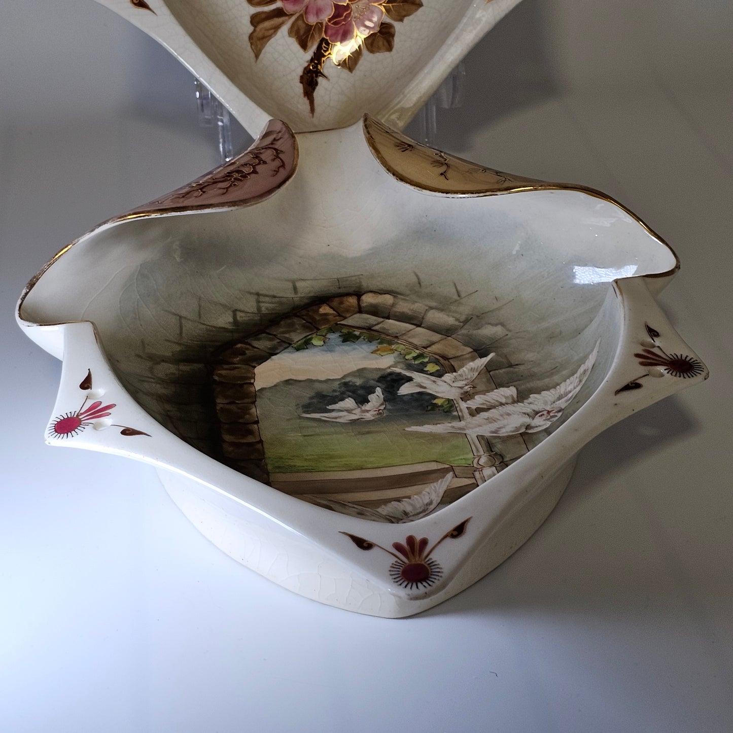 Super Large Pair 19thc Zsolnay/Fisher Wall Vases 35cm