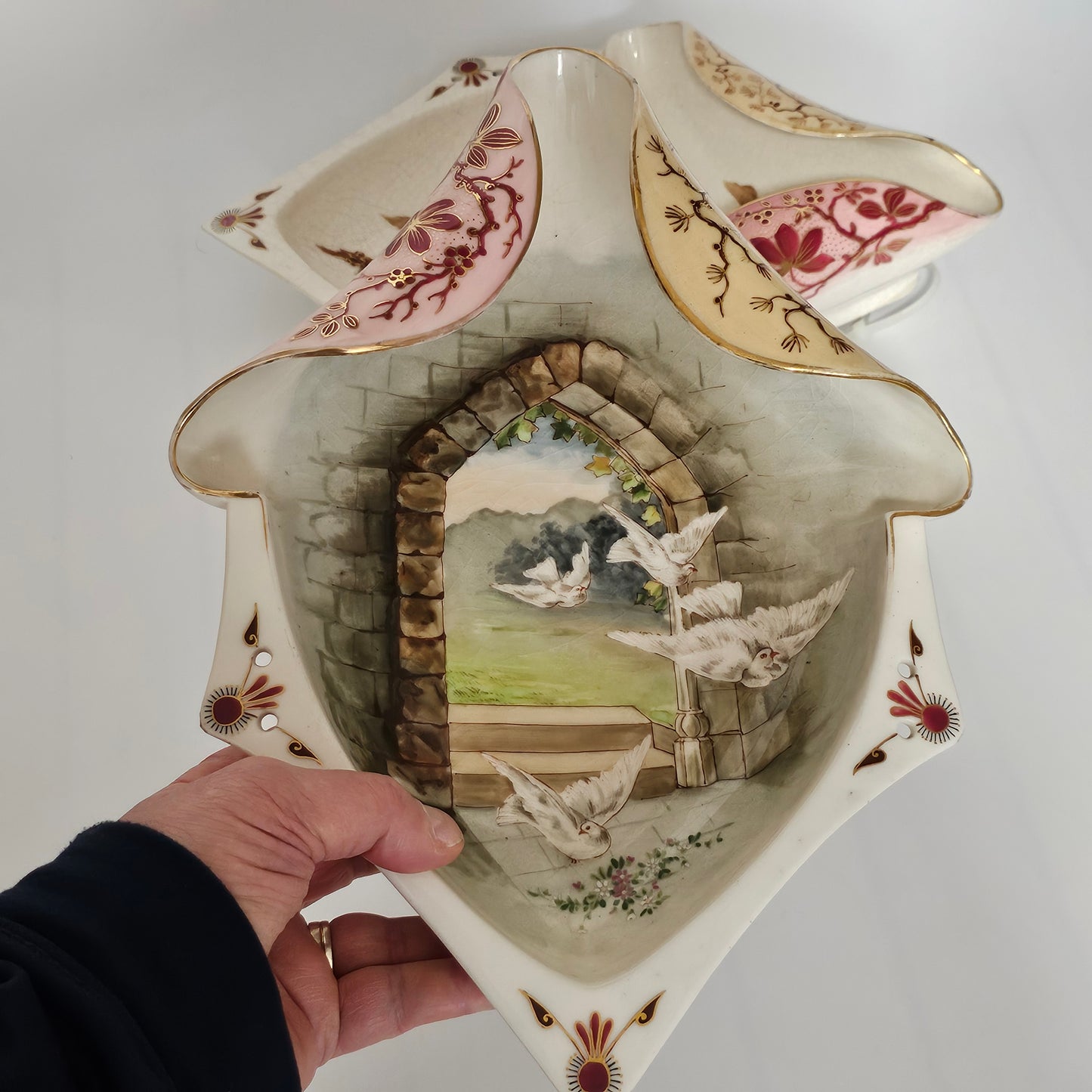 Super Large Pair 19thc Zsolnay/Fisher Wall Vases 35cm