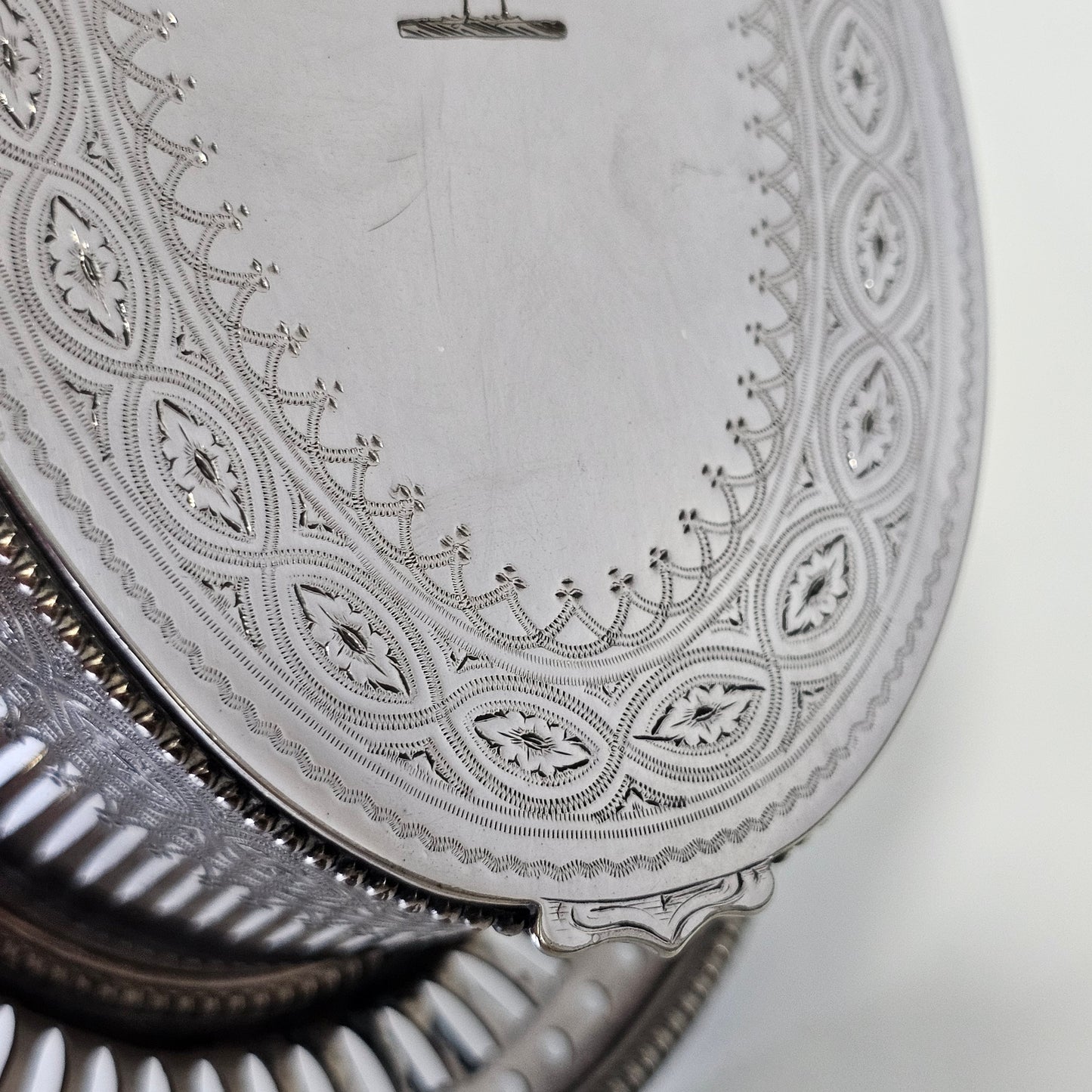 Superb Quality Elkington Oval Engraved Butter Dish , Cover & Liner c1880