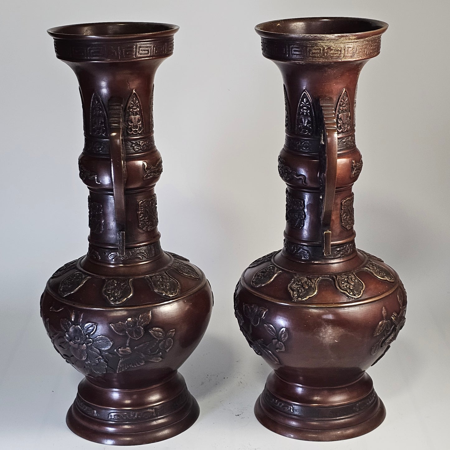 Japanese Meiji Period Bronze& Copper Vases c1900