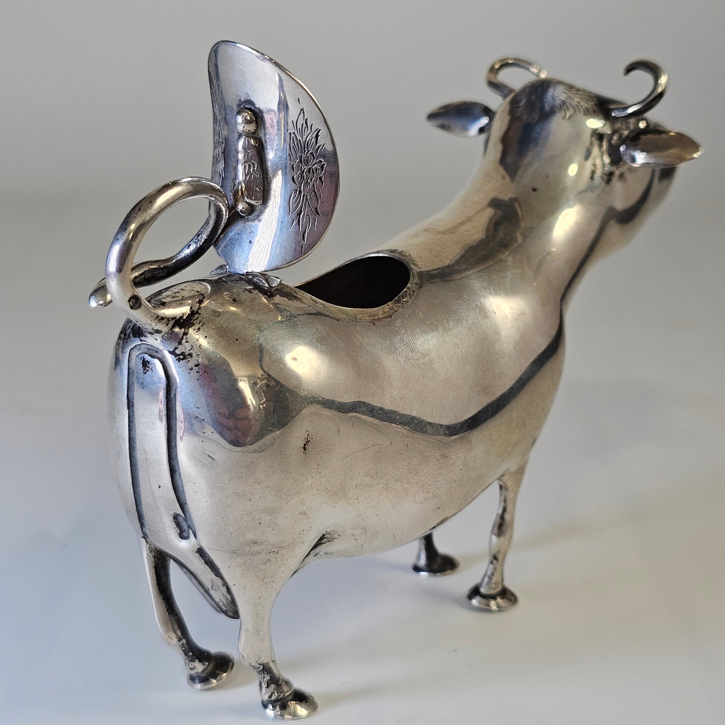 Sterling Silver Cow Creamer - Antique Victorian