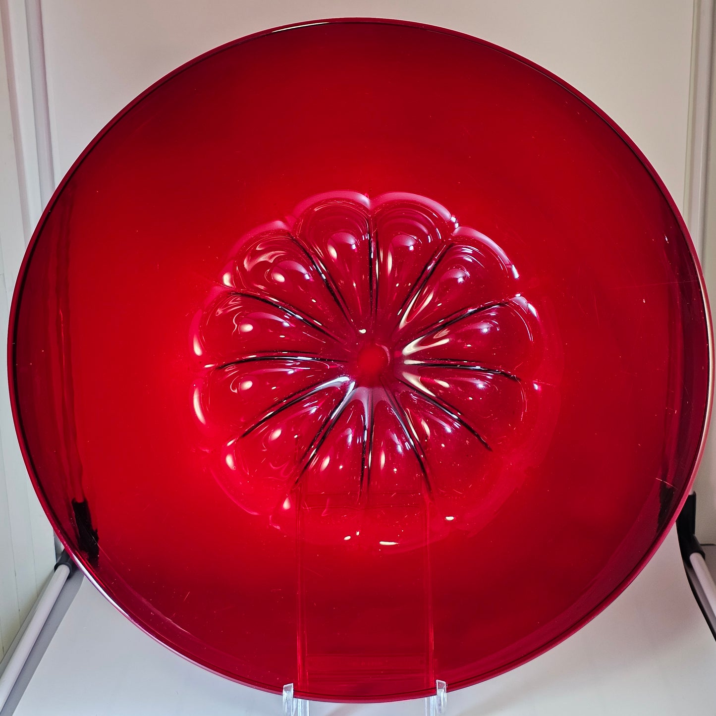 Very Large 51 cm Red Cardinal Hat : Red Murano Glass Bowl By Pauly & Cie