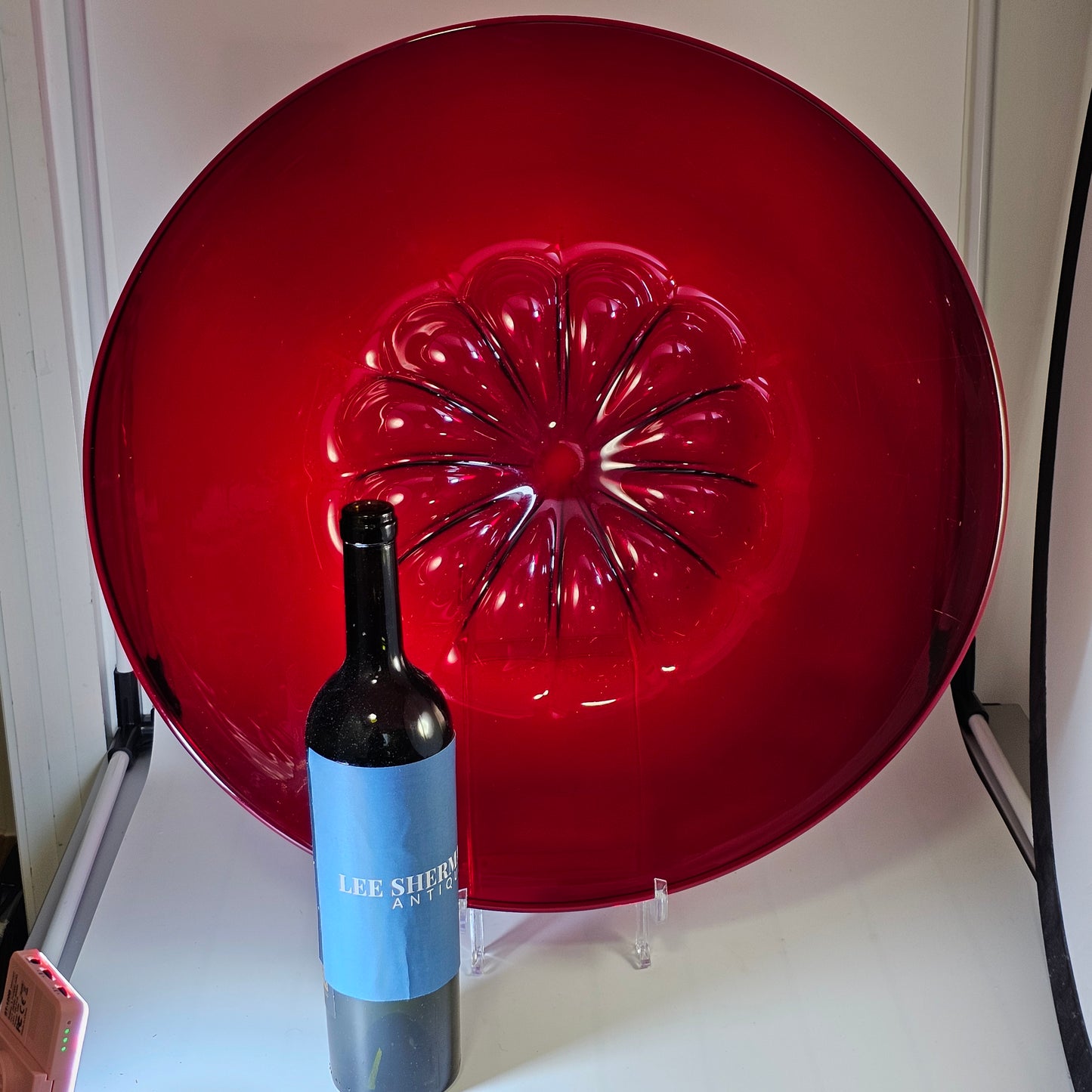 Very Large 51 cm Red Cardinal Hat : Red Murano Glass Bowl By Pauly & Cie