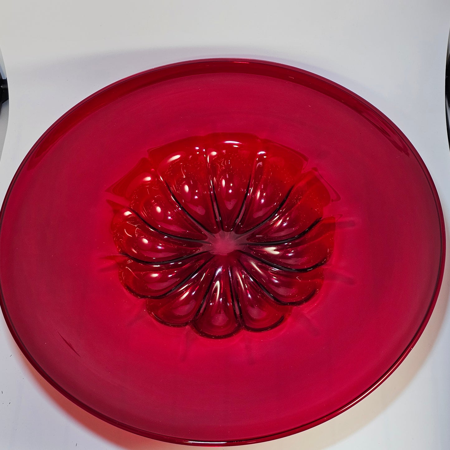 Very Large 51 cm Red Cardinal Hat : Red Murano Glass Bowl By Pauly & Cie