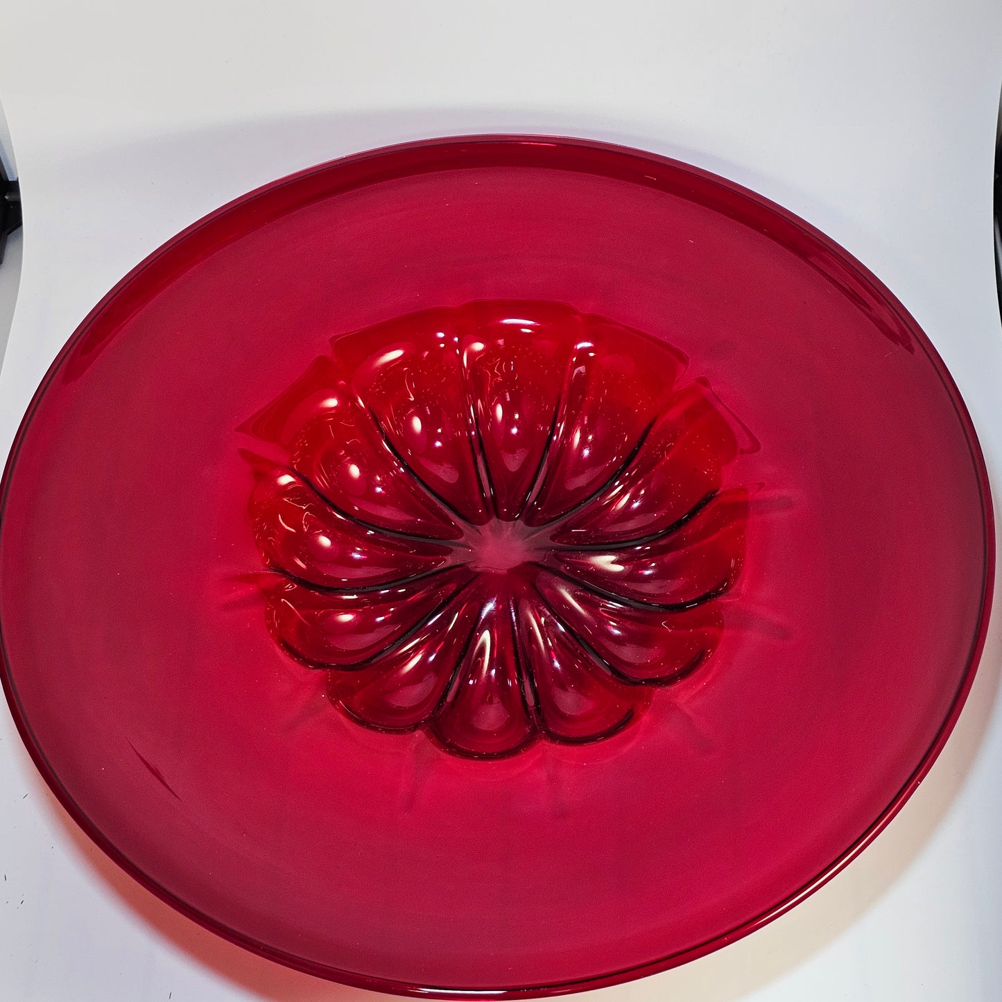 Very Large 51 cm Red Cardinal Hat : Red Murano Glass Bowl By Pauly & Cie