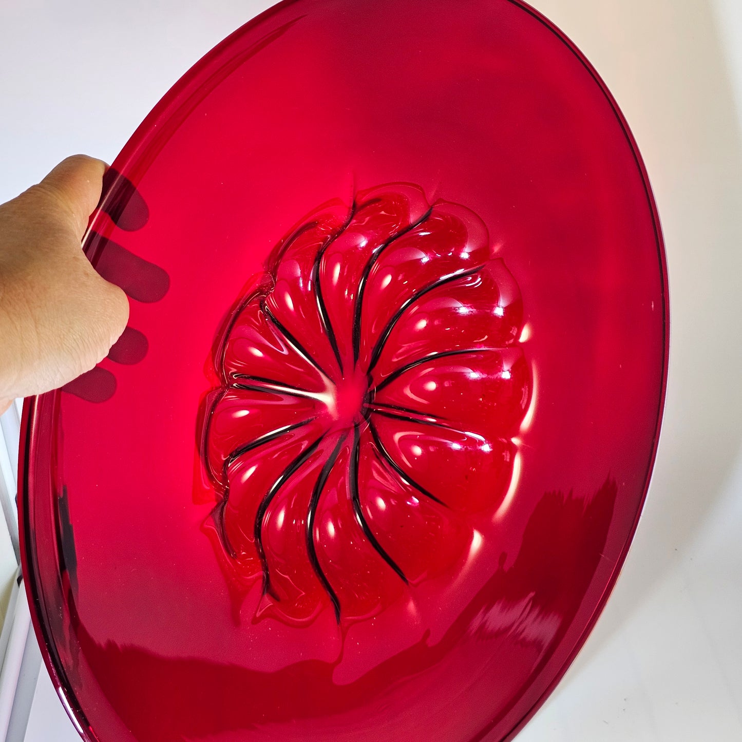 Very Large 51 cm Red Cardinal Hat : Red Murano Glass Bowl By Pauly & Cie