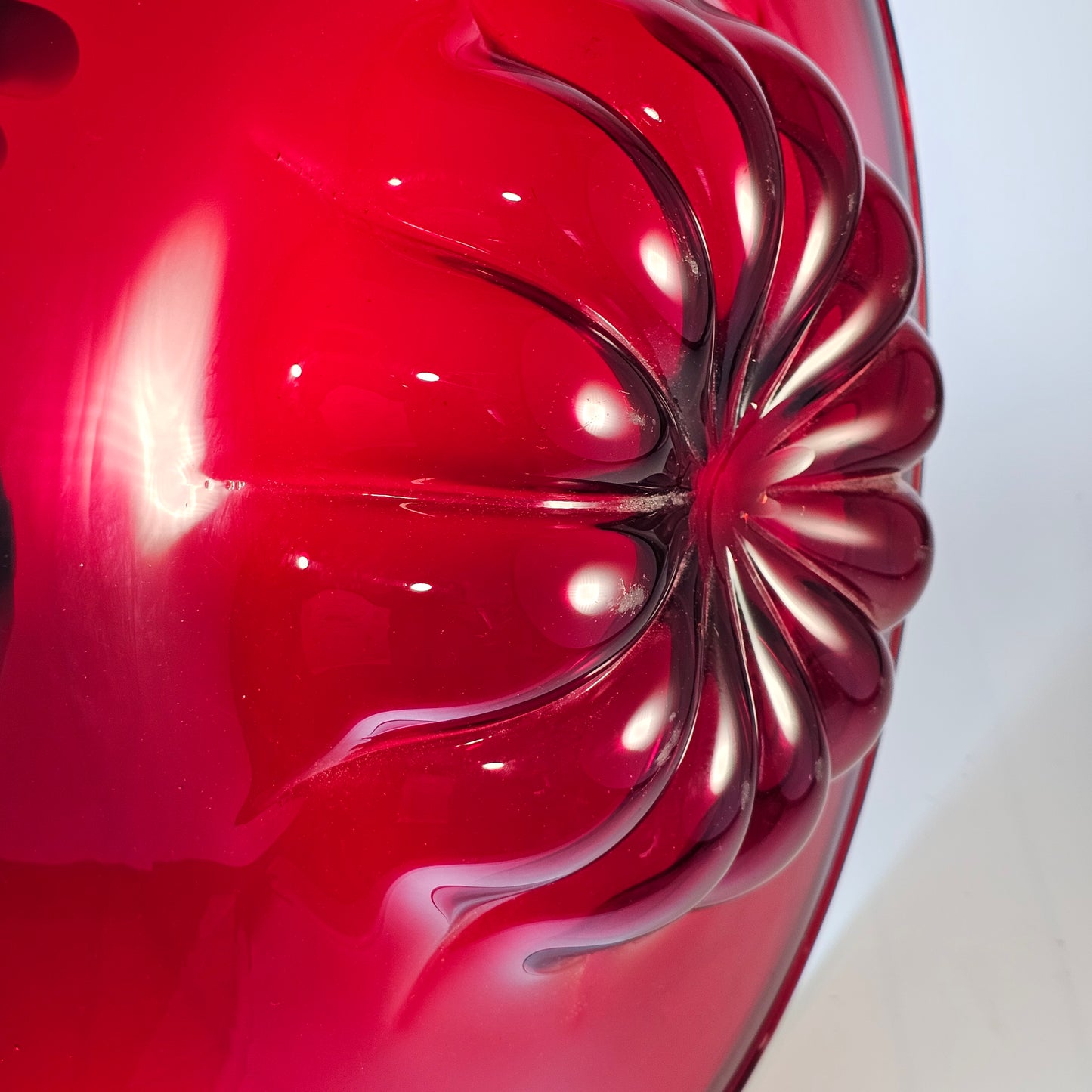 Very Large 51 cm Red Cardinal Hat : Red Murano Glass Bowl By Pauly & Cie