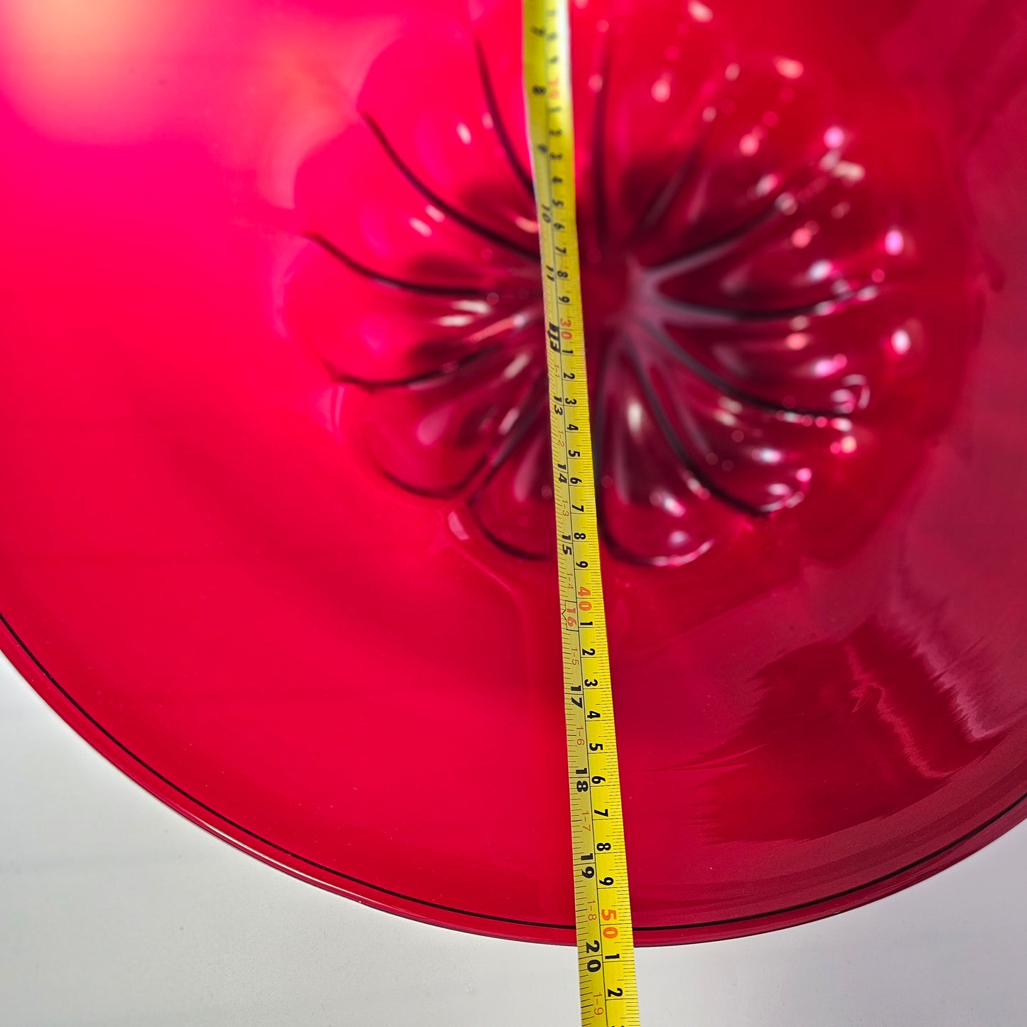 Very Large 51 cm Red Cardinal Hat : Red Murano Glass Bowl By Pauly & Cie