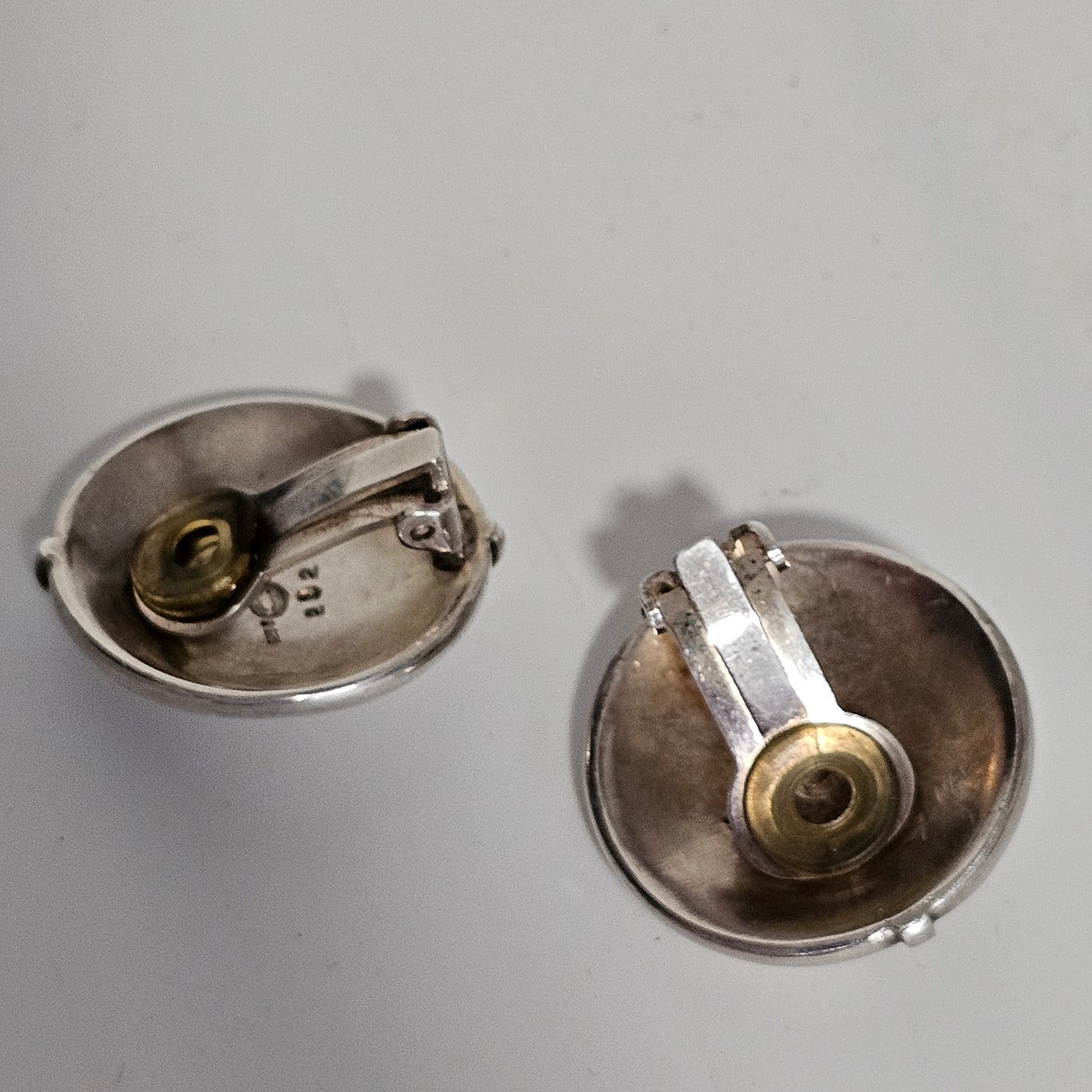 Vintage Georg Jensen Sterling Silver Button Clip On Earrings