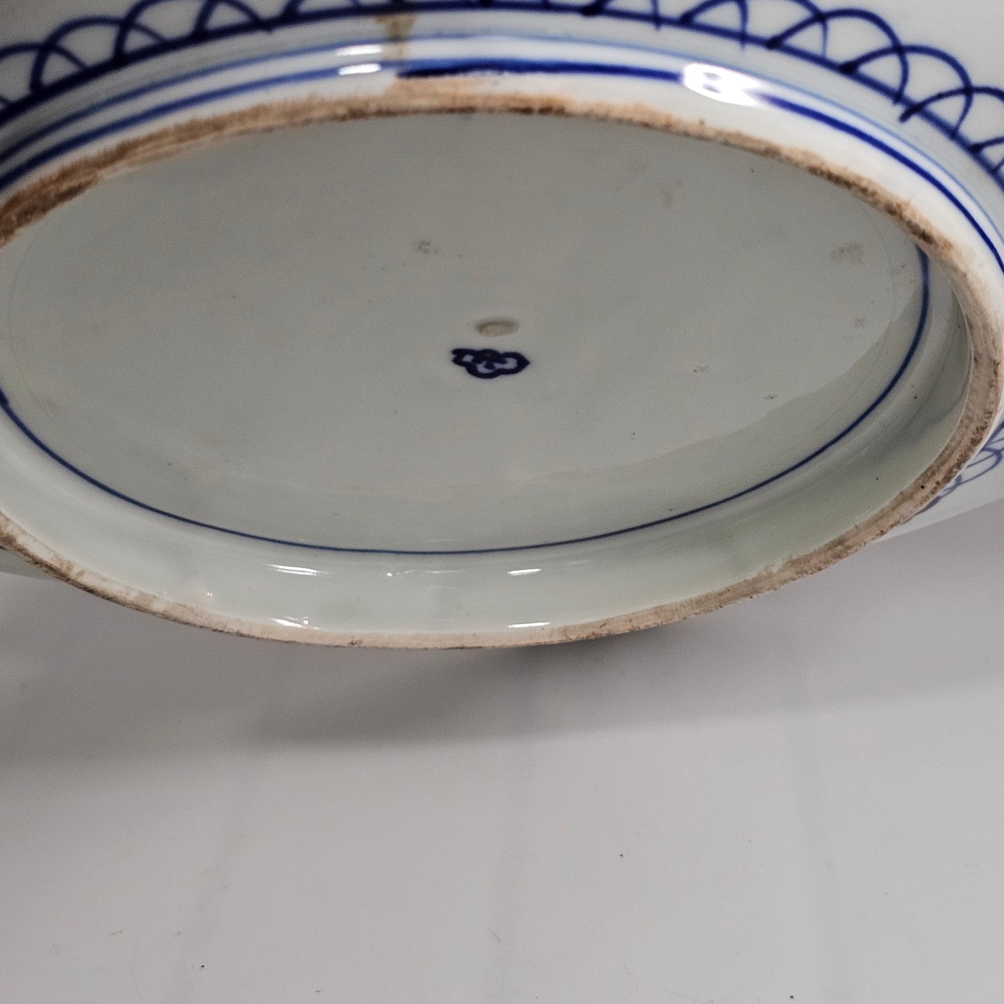 Stunning Large 1900'S Oriental Imari Fretted Charger 39.5cm Diameter