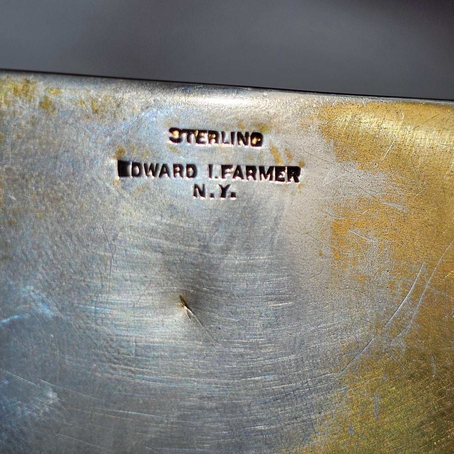 Fine Rare Edward I. Farmer Sterling Silver Matchbox Holder with Jade Plaque