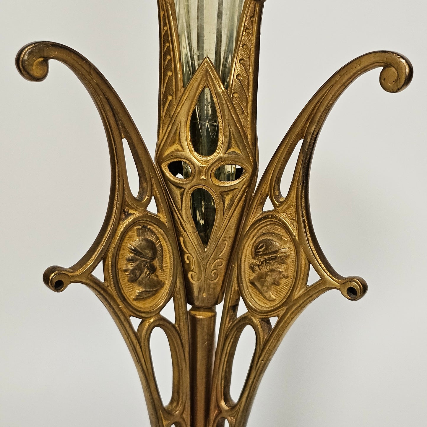 Victorian 1890S Uranium Glass Epergne Vase With A Gilt Bronze Base/Holder