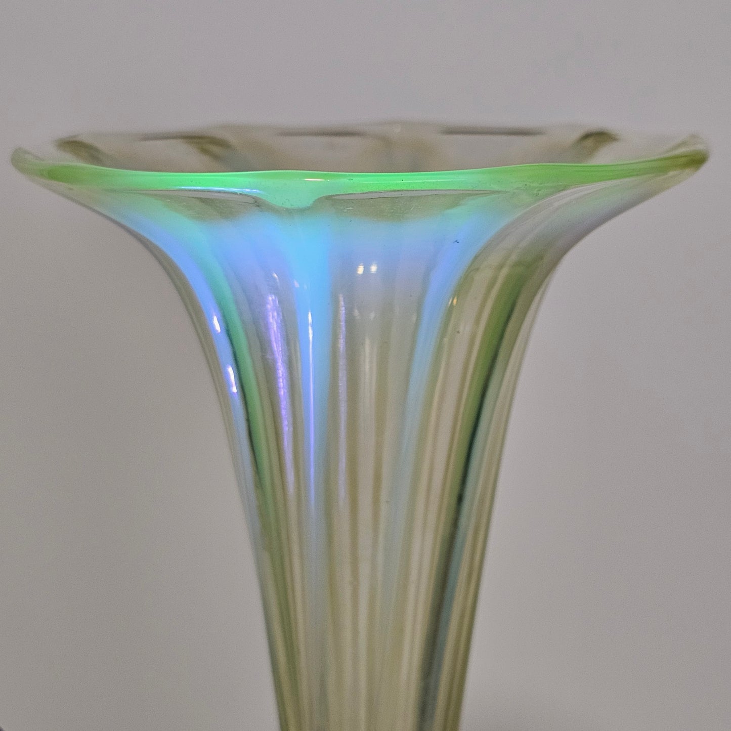 Victorian 1890S Uranium Glass Epergne Vase With A Gilt Bronze Base/Holder