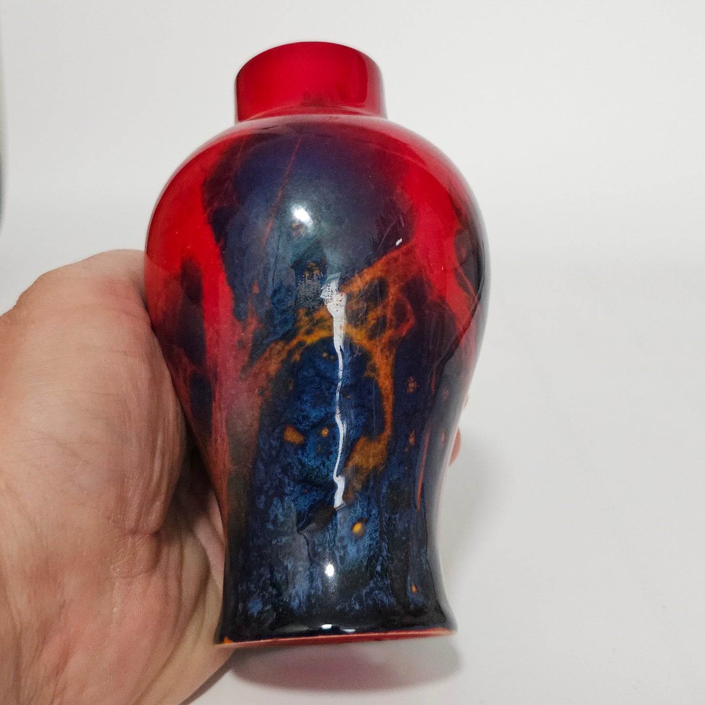 Royal Doulton England Sung Flambe Ware Vase Signed Fm (Fred Moore)