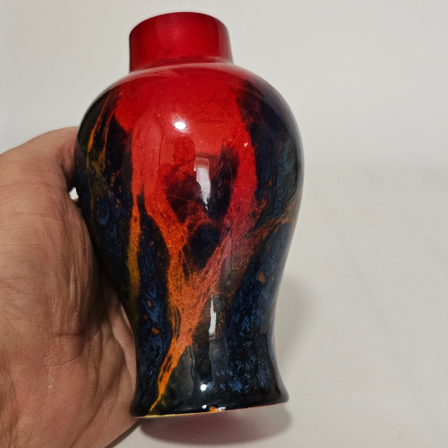 Royal Doulton England Sung Flambe Ware Vase Signed Fm (Fred Moore)
