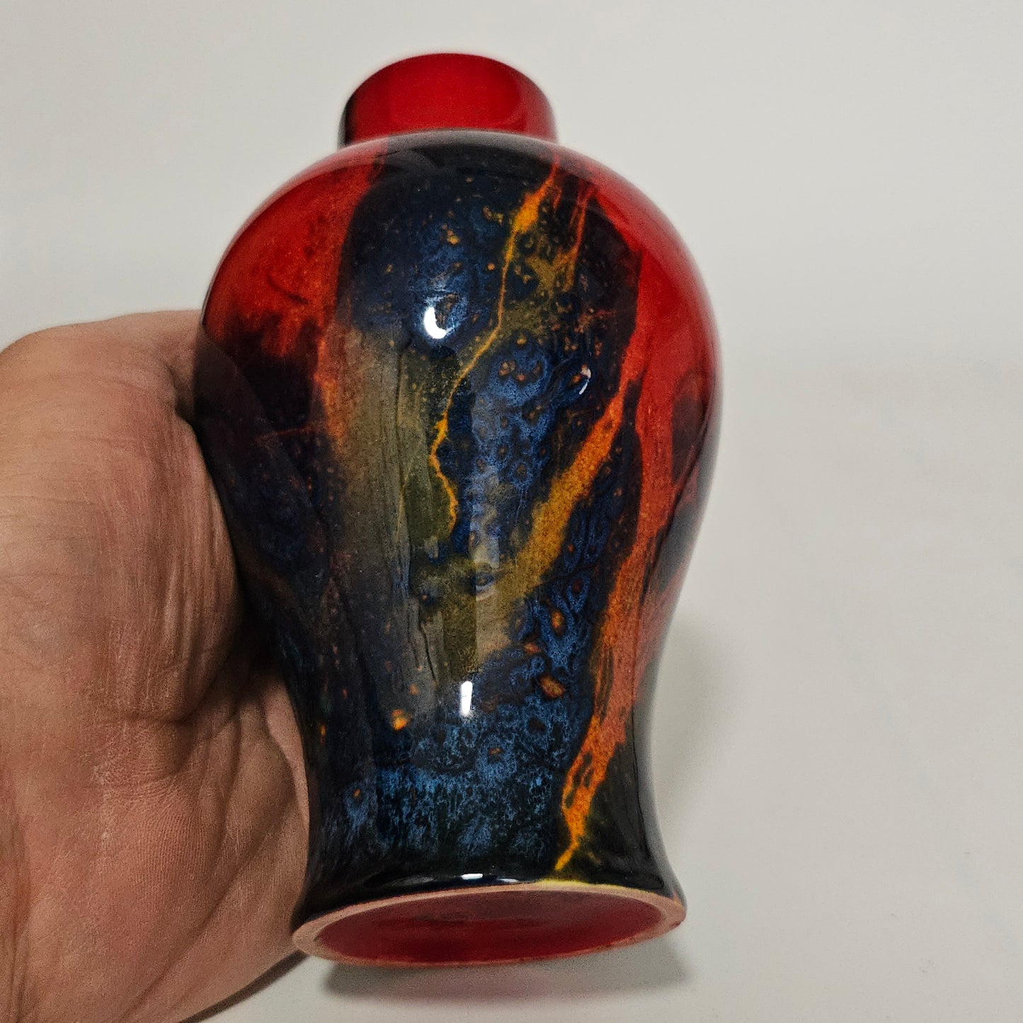 Royal Doulton England Sung Flambe Ware Vase Signed Fm (Fred Moore)