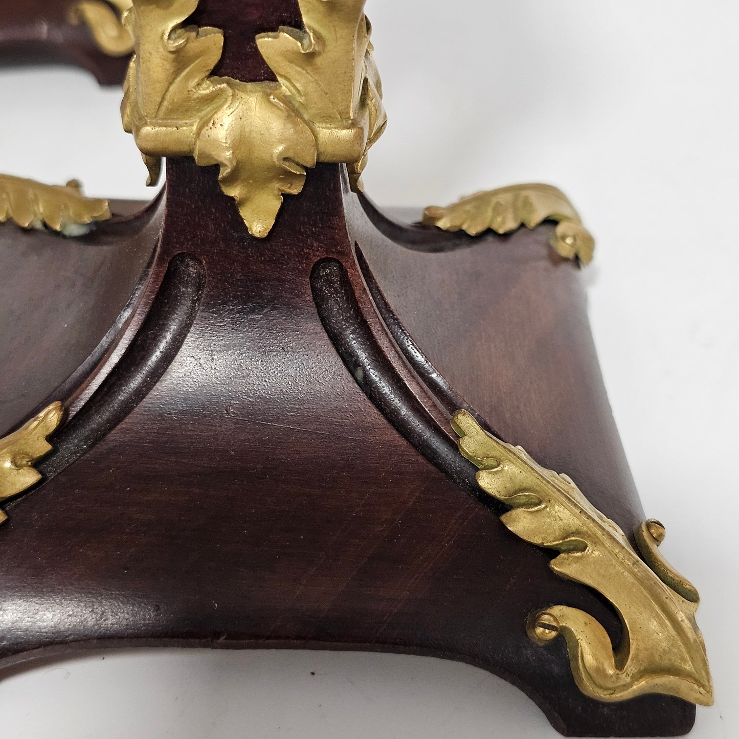 Antique Art Nouveau Jugendstil ~1900 Bronze Gilt & Walnut Candelabra