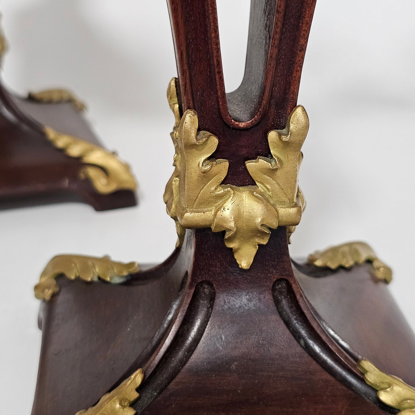 Antique Art Nouveau Jugendstil ~1900 Bronze Gilt & Walnut Candelabra