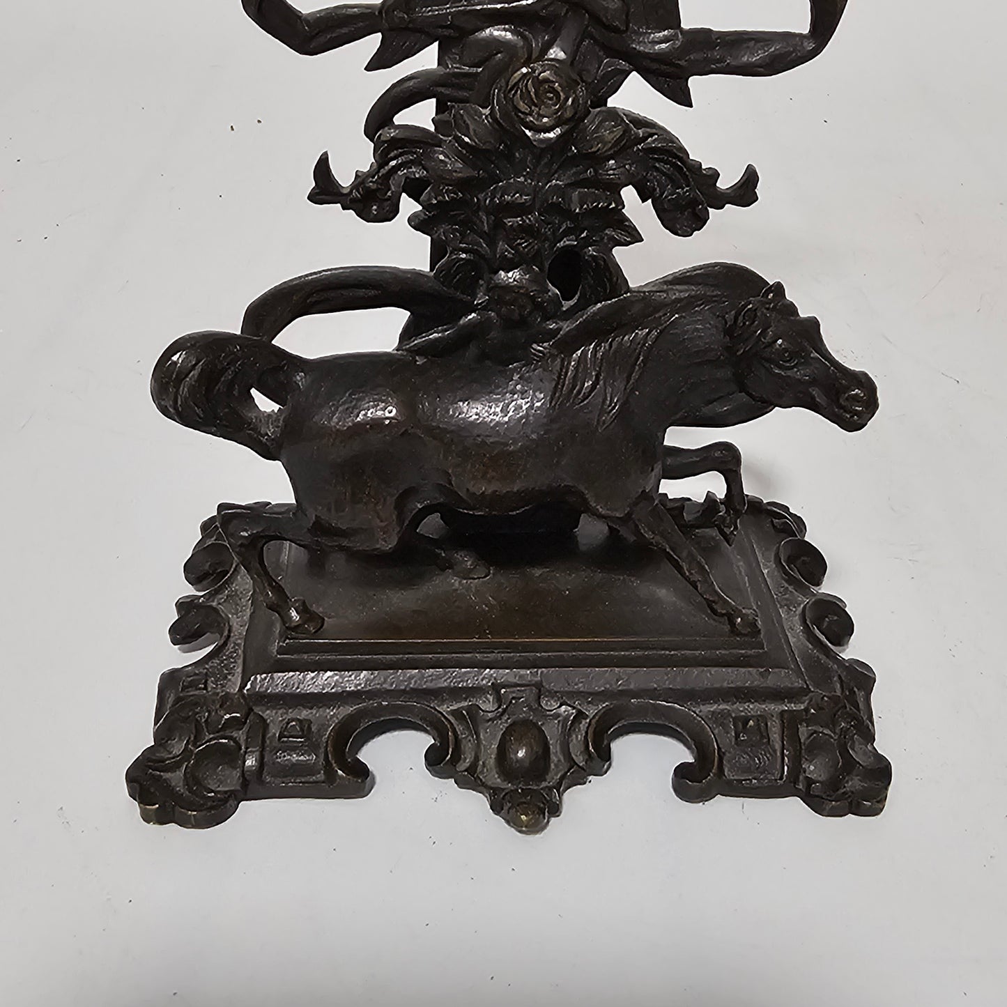 Antique Pair of Mid 19th Century Ornate Bronze Desktop Letter Holder Rack Stands