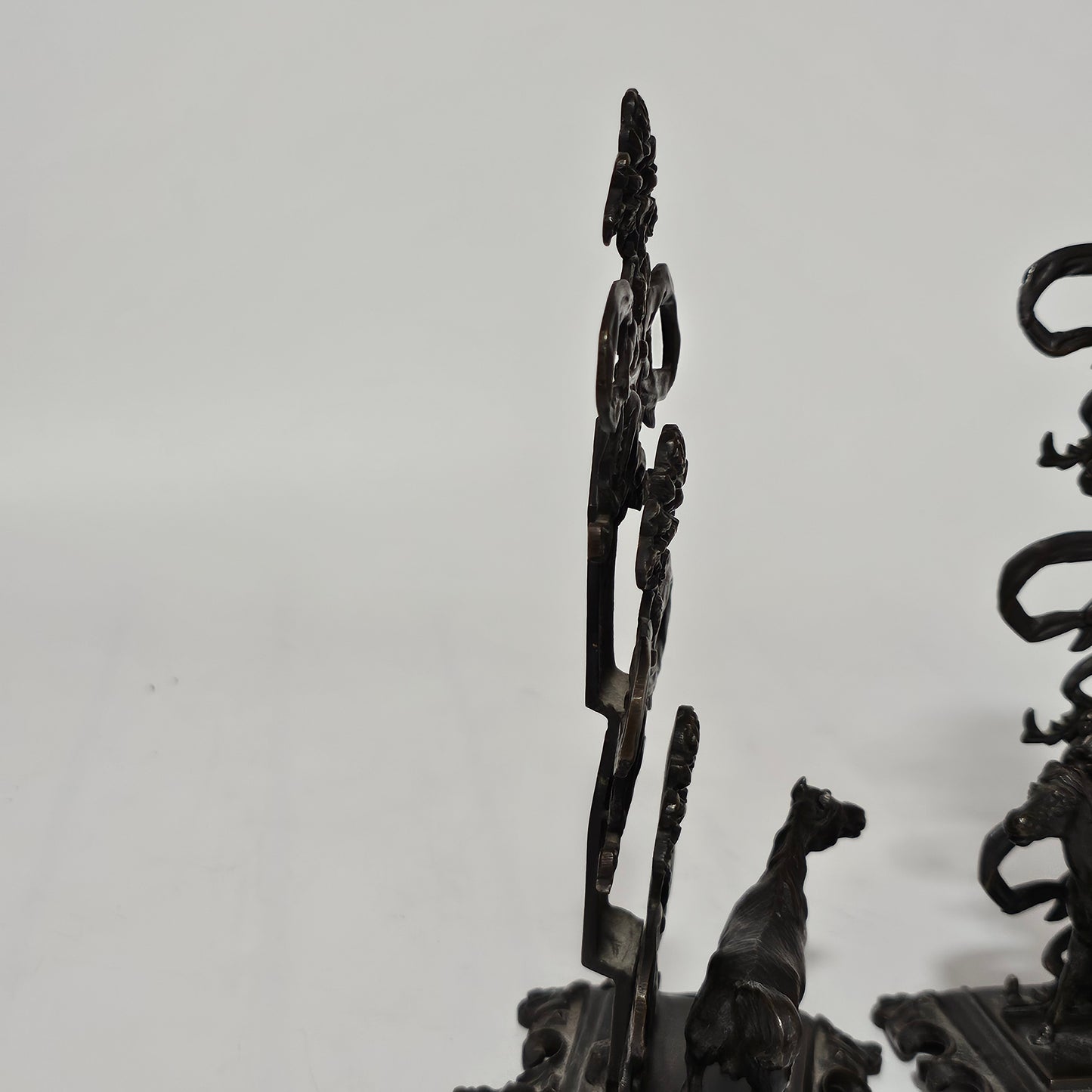 Antique Pair of Mid 19th Century Ornate Bronze Desktop Letter Holder Rack Stands