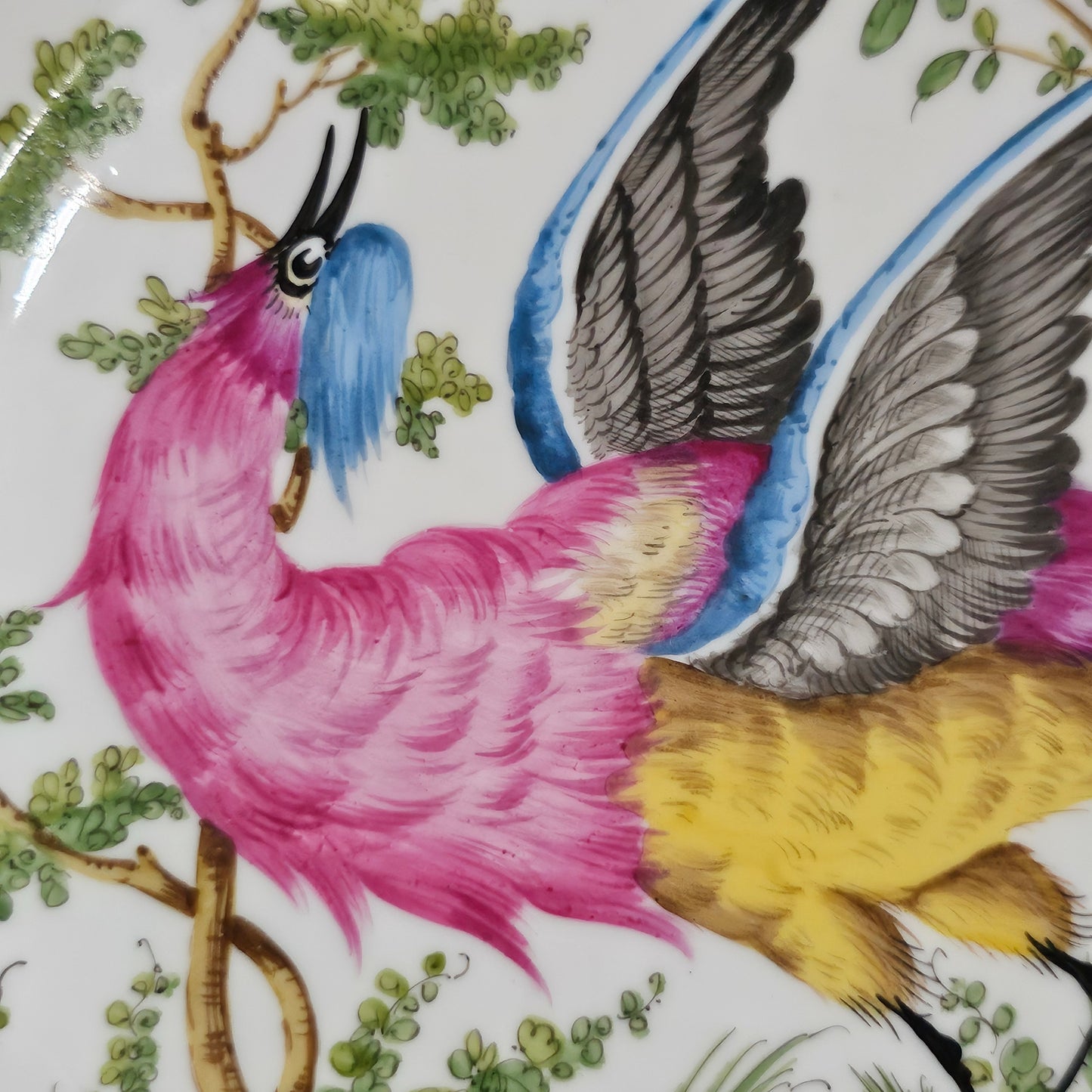 19thc Porcelain Plate Chelsea-Gold Anchor, Bird Pattern