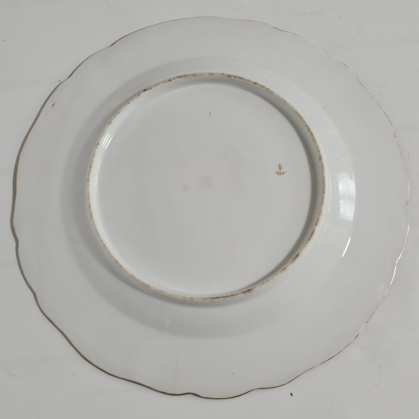 19thc Porcelain Plate Chelsea-Gold Anchor, Bird Pattern