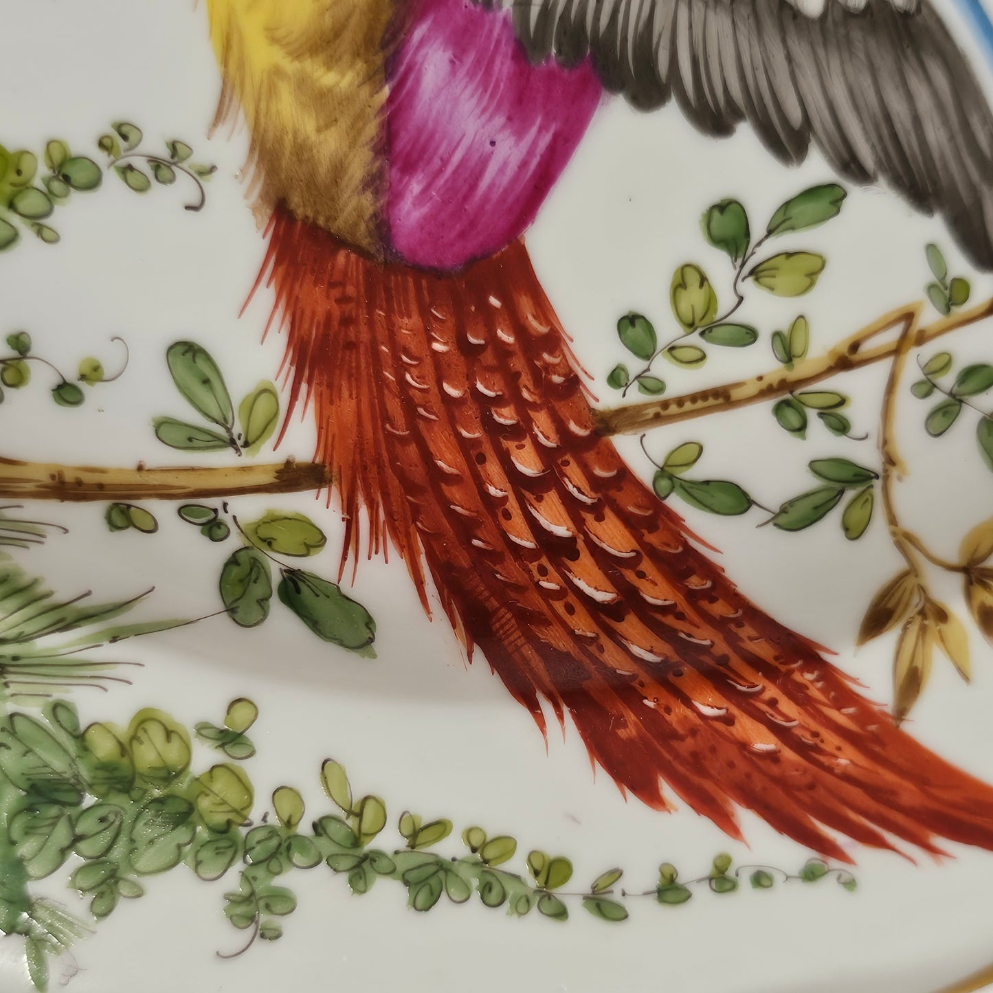 19thc Porcelain Plate Chelsea-Gold Anchor, Bird Pattern