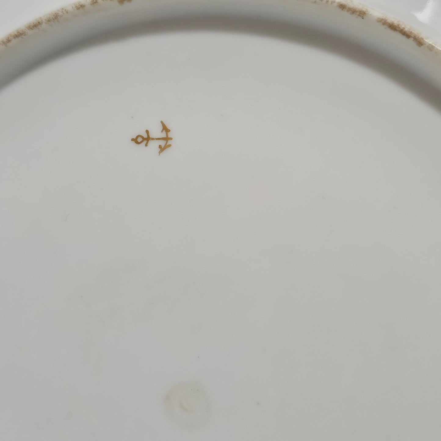 19thc Porcelain Plate Chelsea-Gold Anchor, Bird Pattern