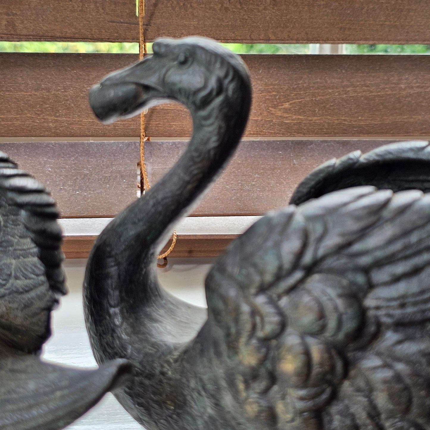 Rare Pair of 19th‑Century Bronze Swan Fountain Spouts