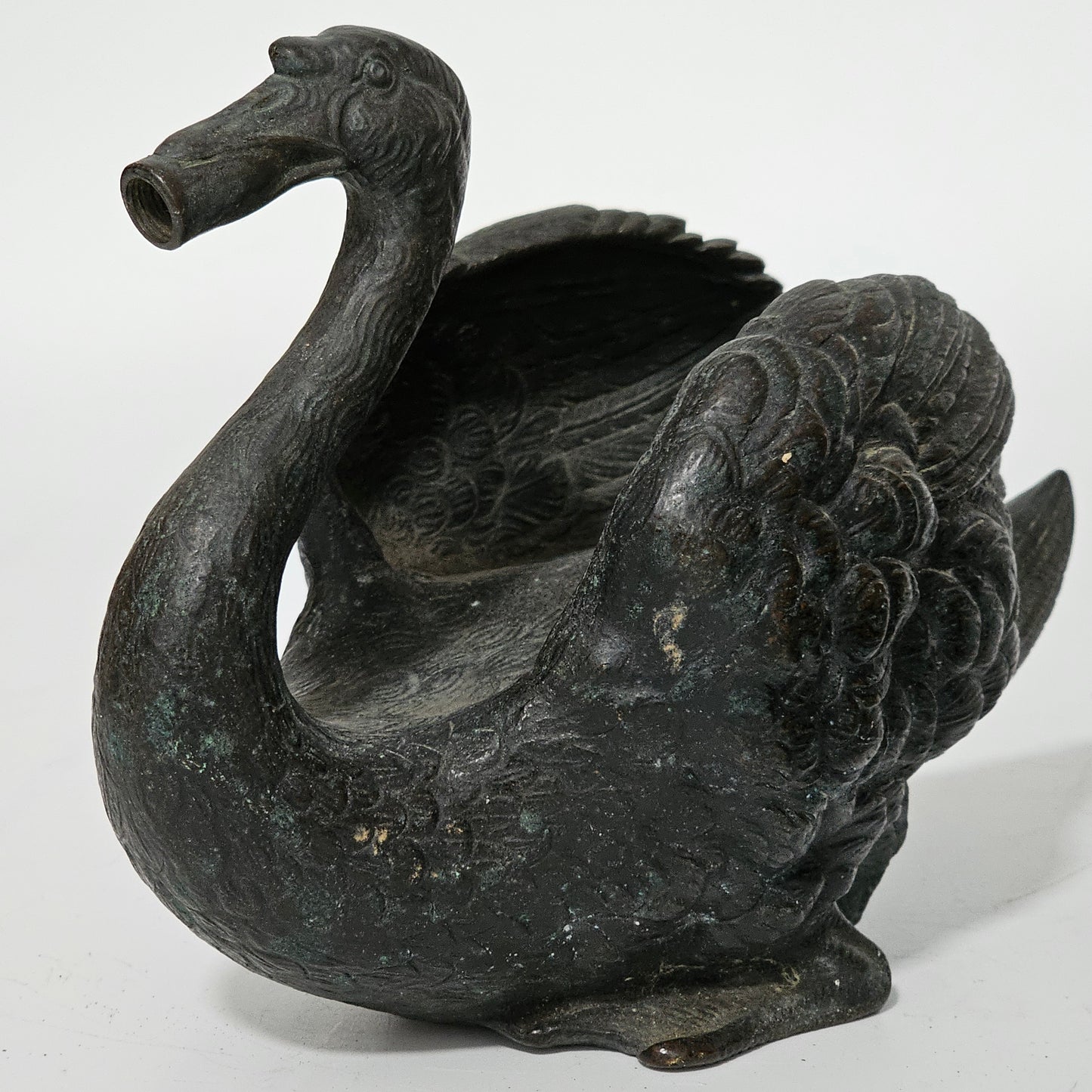 Rare Pair of 19th‑Century Bronze Swan Fountain Spouts