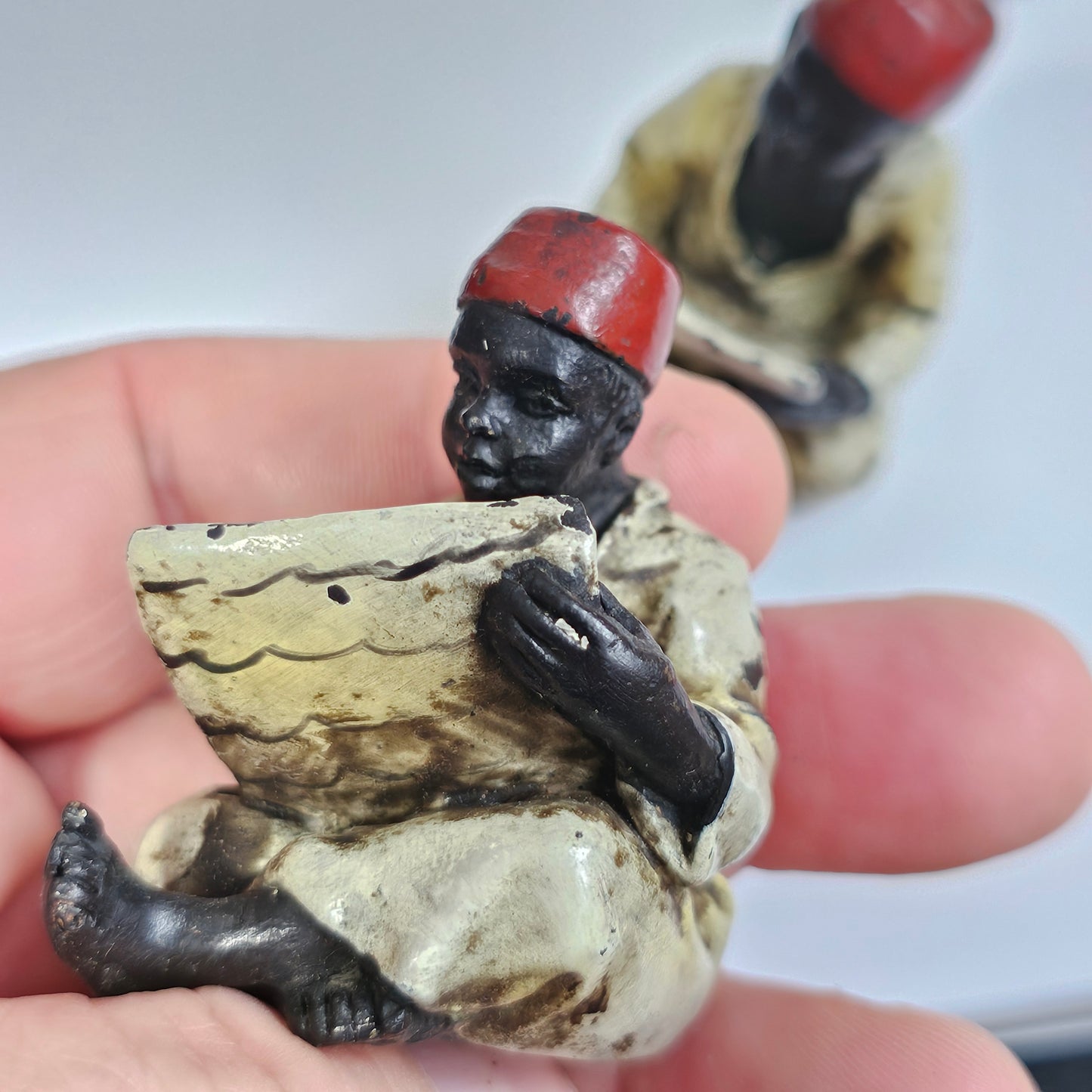 Cold-Painted Bronze Figurines – Arabian Scholars & Teacher Trio (Stamped “B” for Franz Bergman)