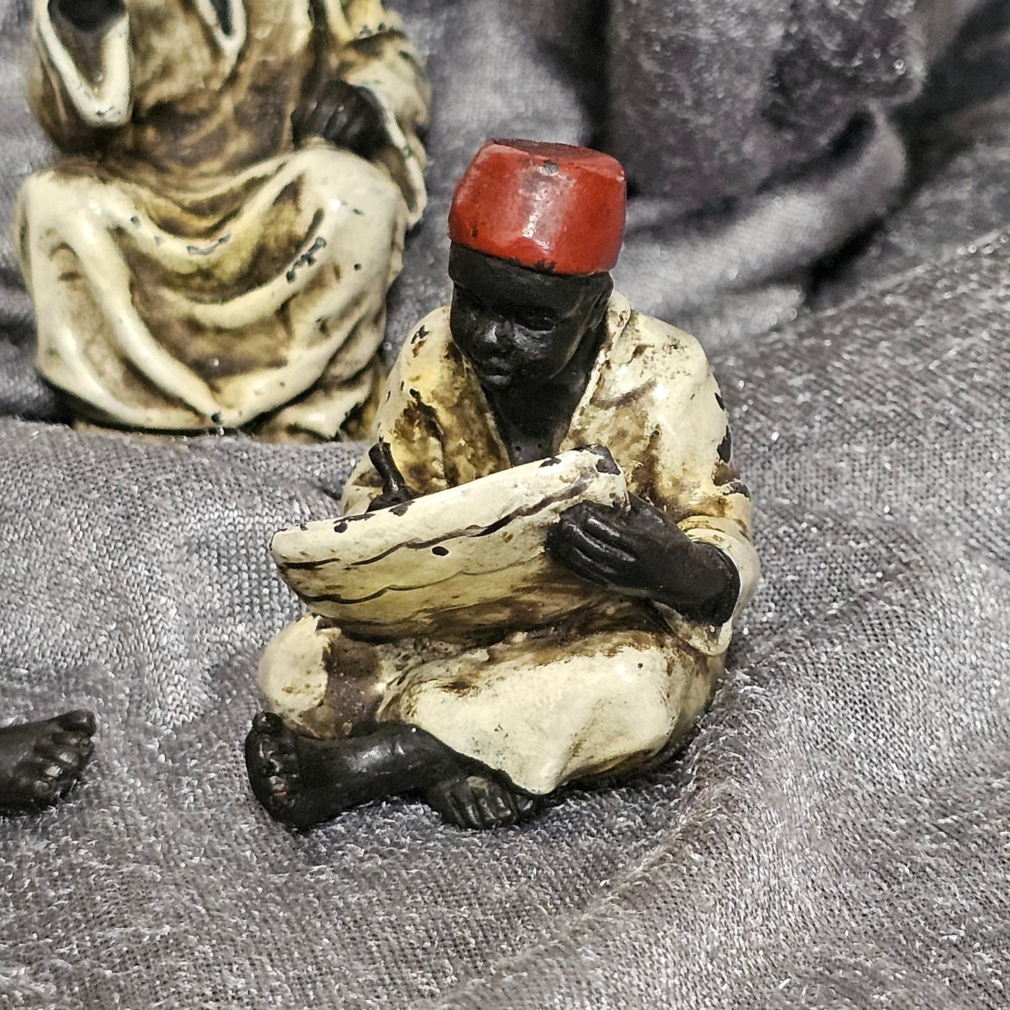 Cold-Painted Bronze Figurines – Arabian Scholars & Teacher Trio (Stamped “B” for Franz Bergman)