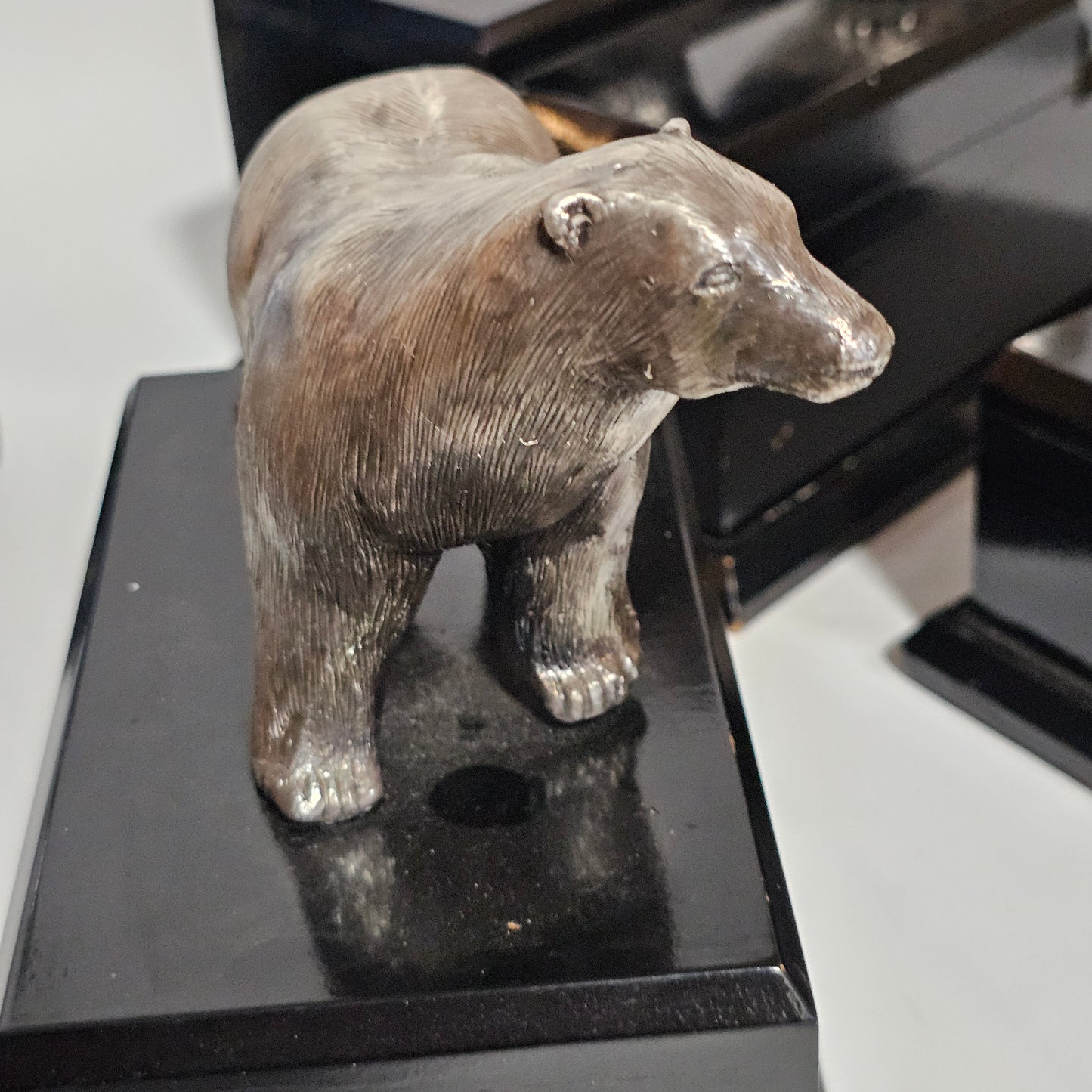 Superb Vintage Trio of Silver Polar Bears, Mother & Two Cubs - Lee Sherman Antiques
