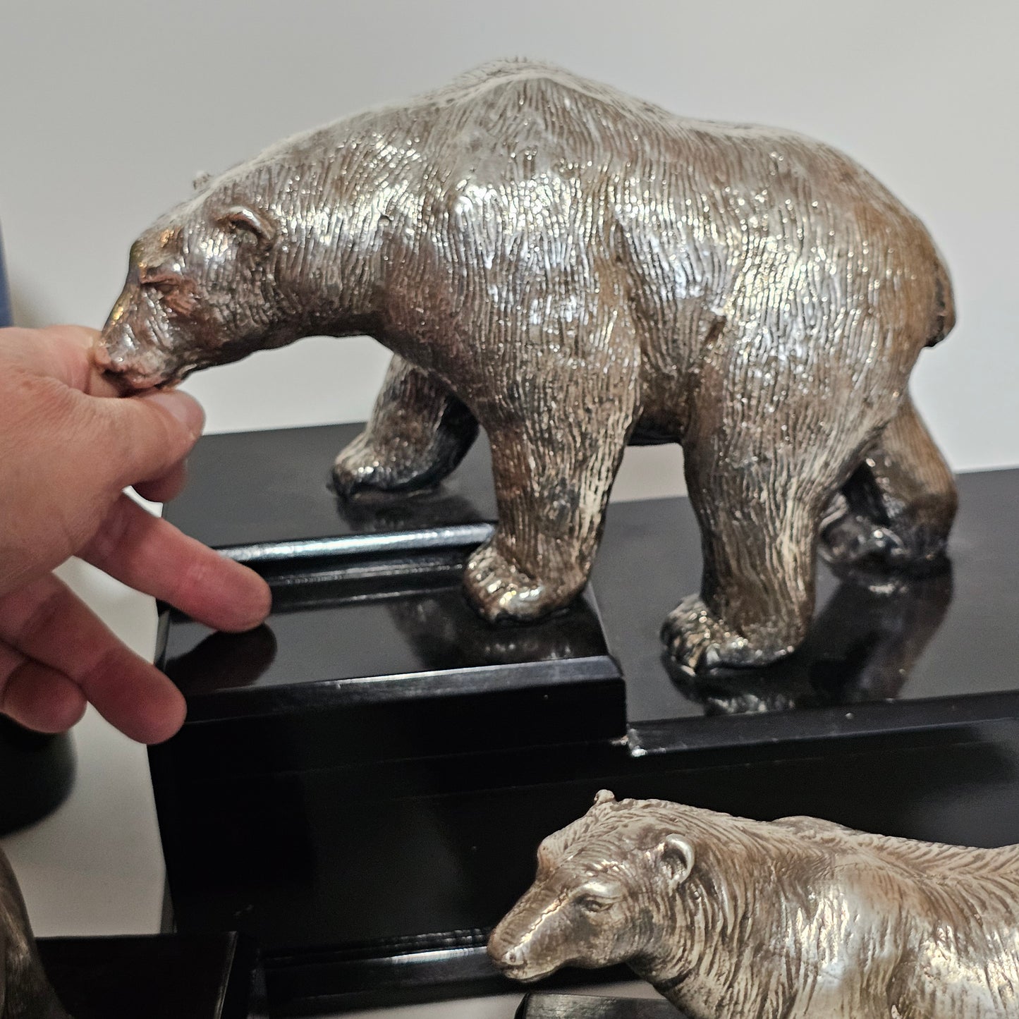 Superb Vintage Trio of Silver Polar Bears, Mother & Two Cubs - Lee Sherman Antiques