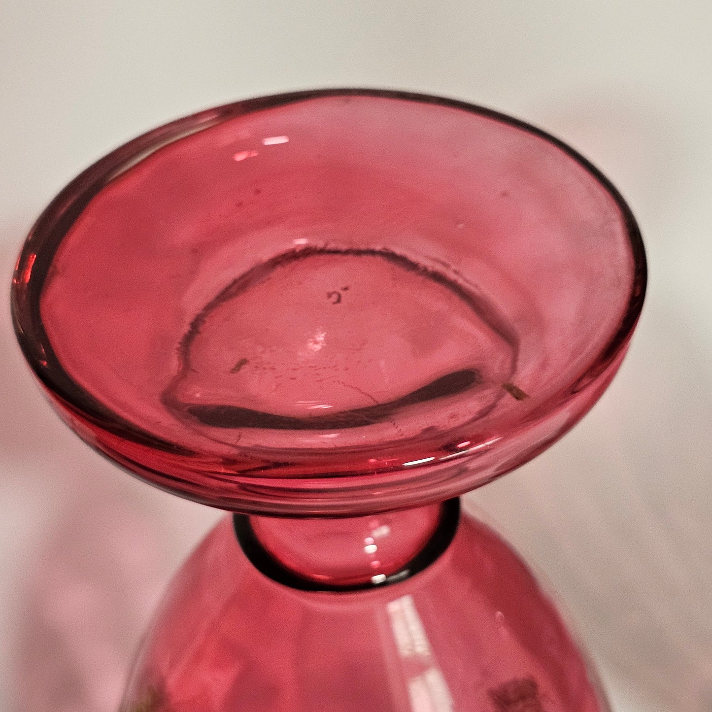 Pair Of Large (36 Cm) Antique Bohemian Cranberry Glass Vases With Gilded Decoration, C.1910 - Lee Sherman Antiques