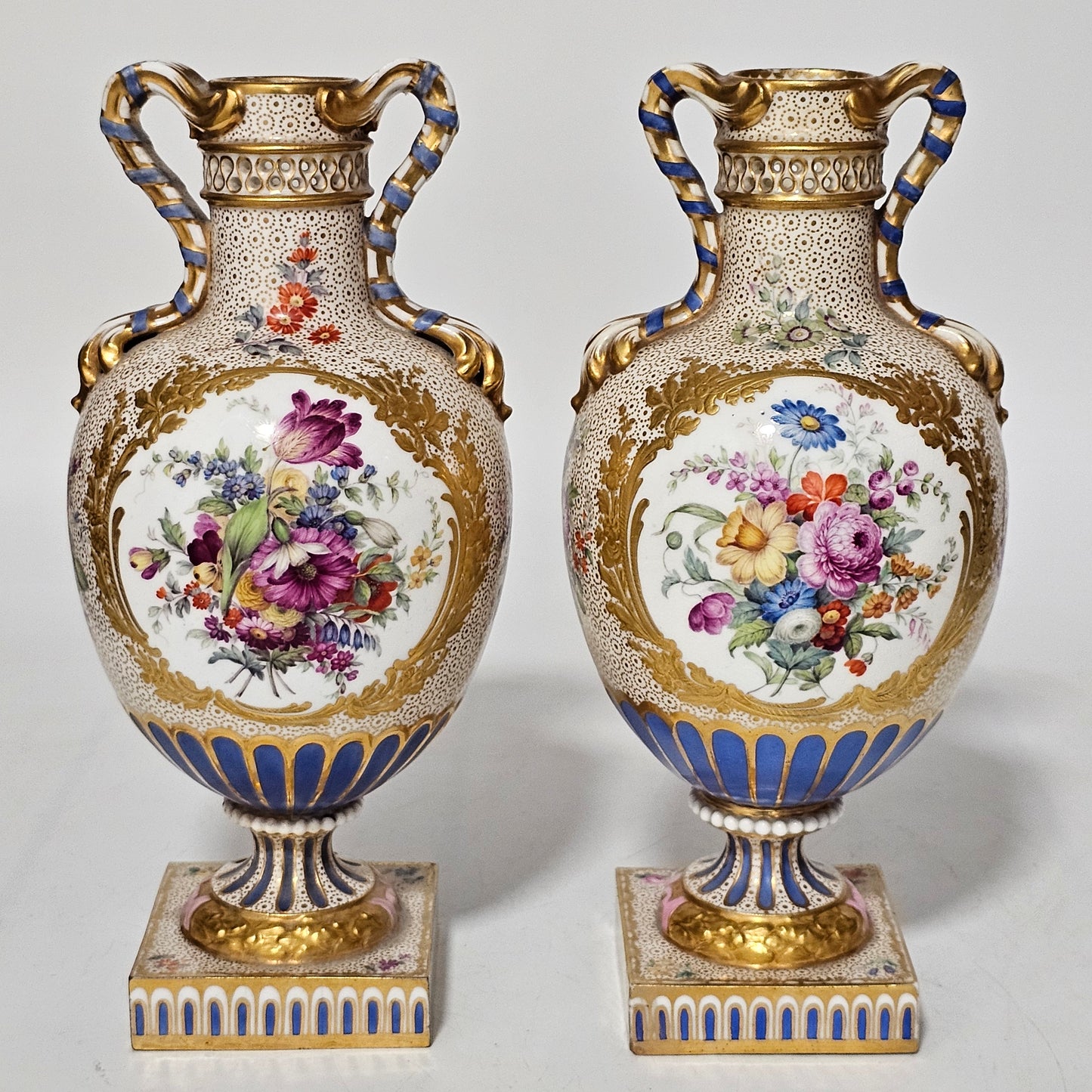 Stunning Pair Of Regency Derby Style Hand-painted Porcelain Vases, C.1810–1825 - Lee Sherman Antiques