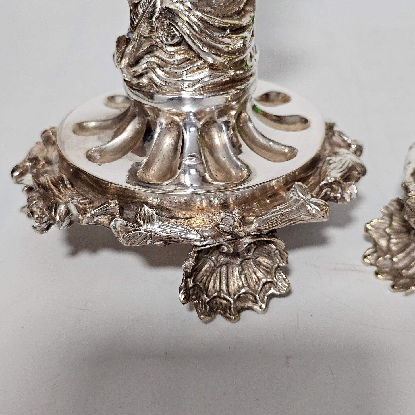 Fine Quality Antique Silver Plated Pair Of Cherub/putti Candlesticks - Lee Sherman Antiques