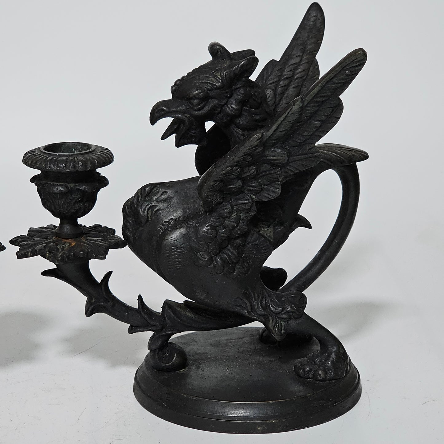 Fine Quality Heavy Bronze Griffin Chambersticks Late 19th/early 20thc - Lee Sherman Antiques