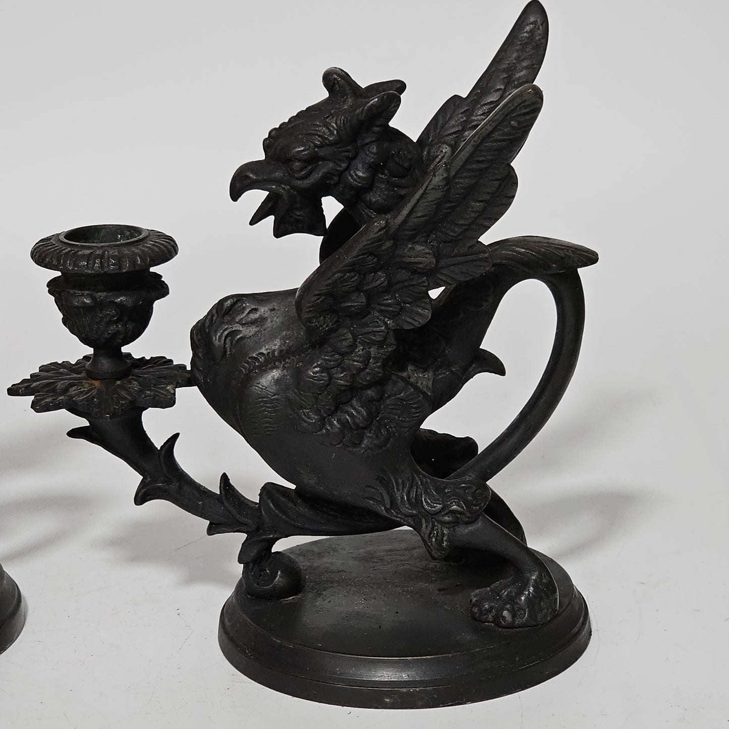 Fine Quality Heavy Bronze Griffin Chambersticks Late 19th/early 20thc - Lee Sherman Antiques